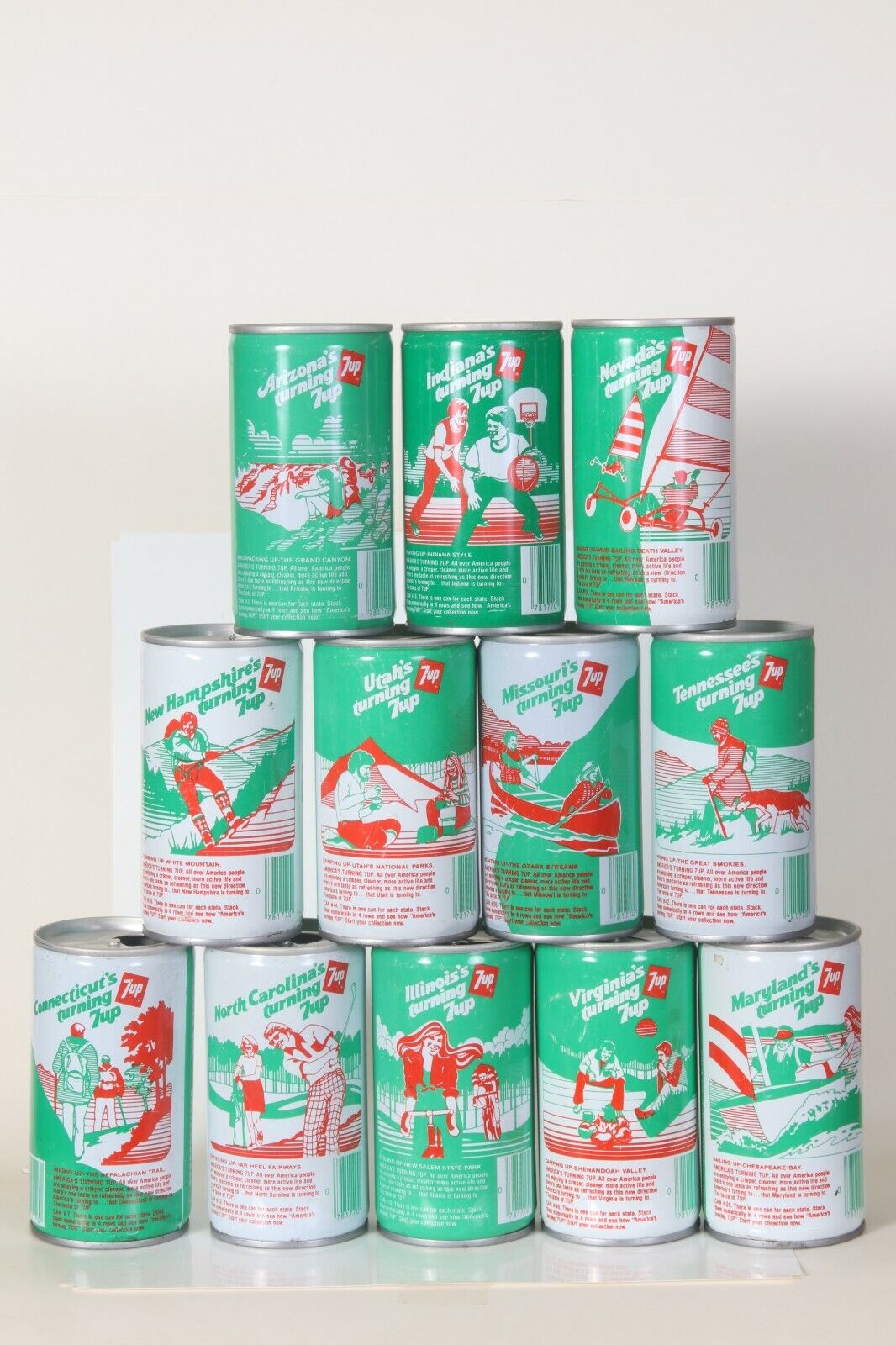 12 7up Soda cans - State designs