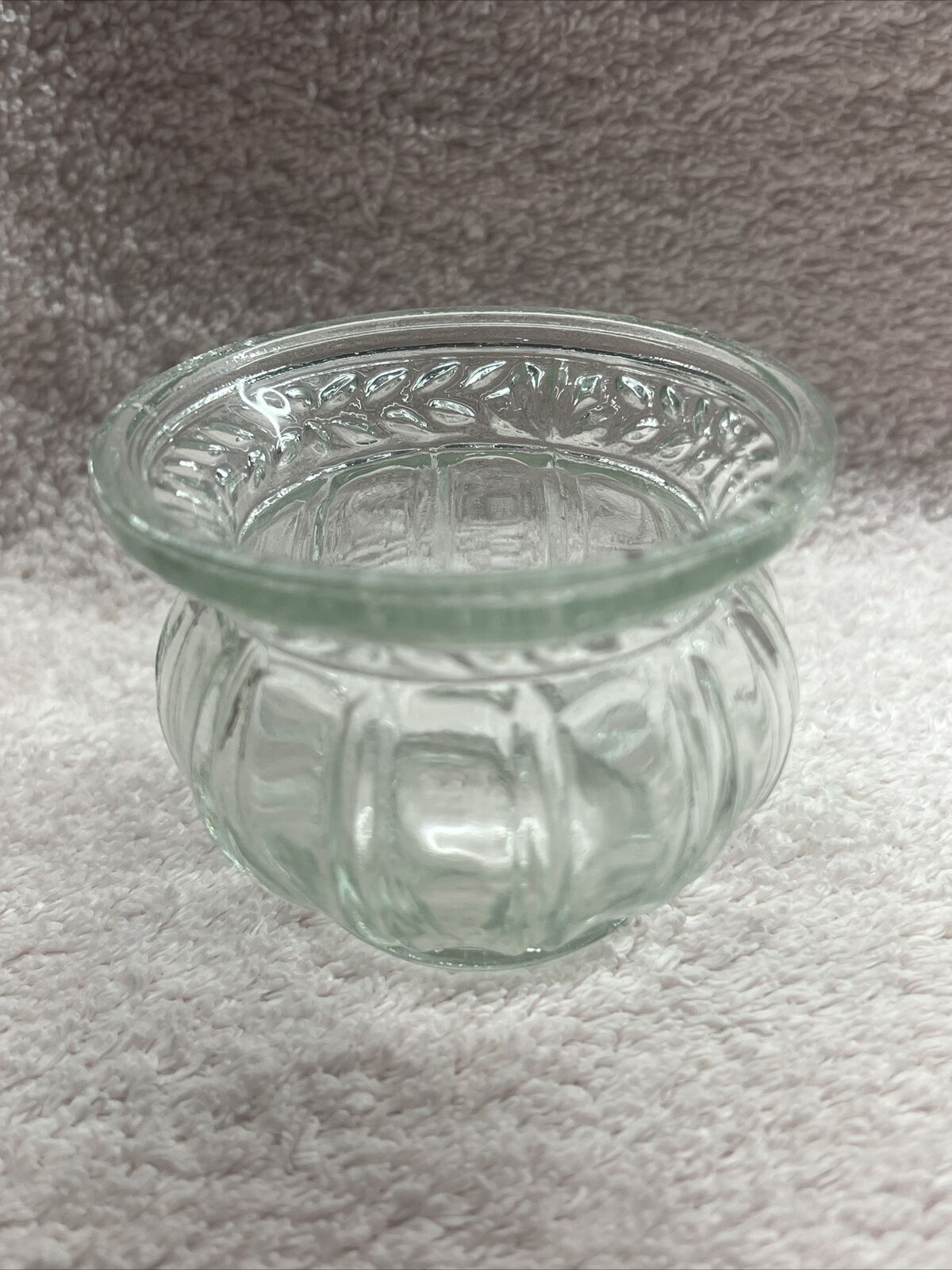 Vintage Clear Glass Flower Planter Small Candle Holder