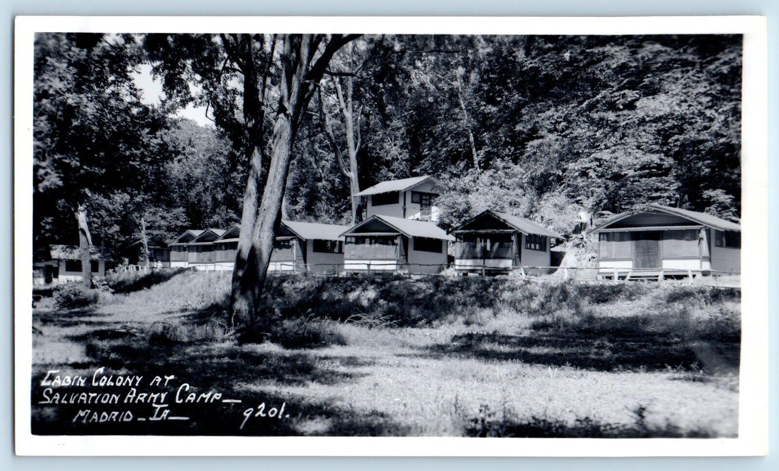 Madrid Iowa IA Postcard RPPC Photo Cabin Colony Salvation Army Camp c1940\'s
