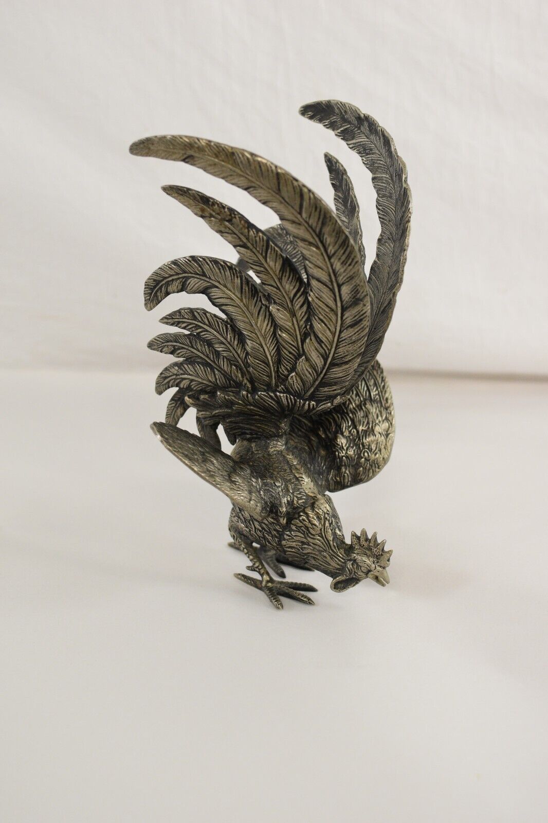 Vintage  Silver Plated Fighting Rooster Figurine