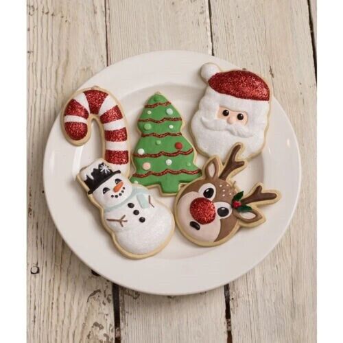 Bethany Lowe Sweet Tidings Christmas Cookies Ornaments Set of 5 Santa Snowman