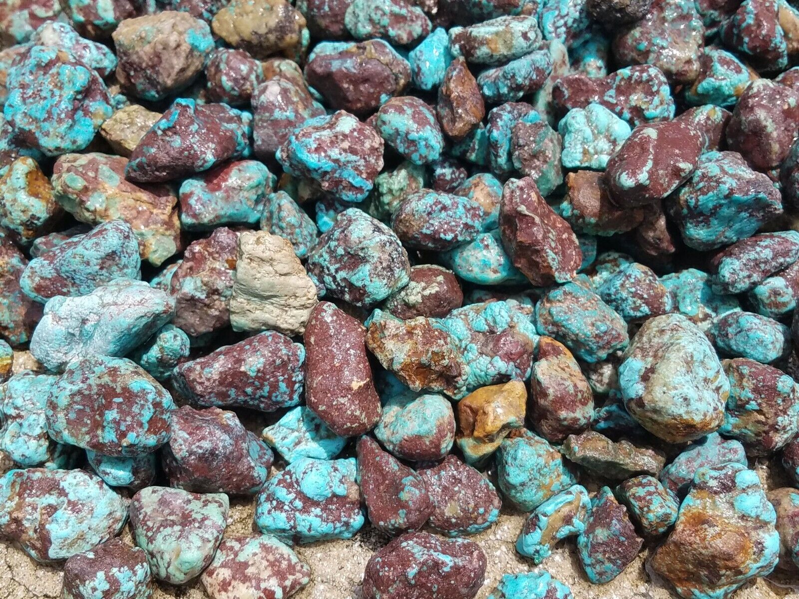 1/2 POUND LOT OF MA'ANSHAN REDSKIN STABILIZED TURQUOISE LAPIDARY ROUGH CHINA