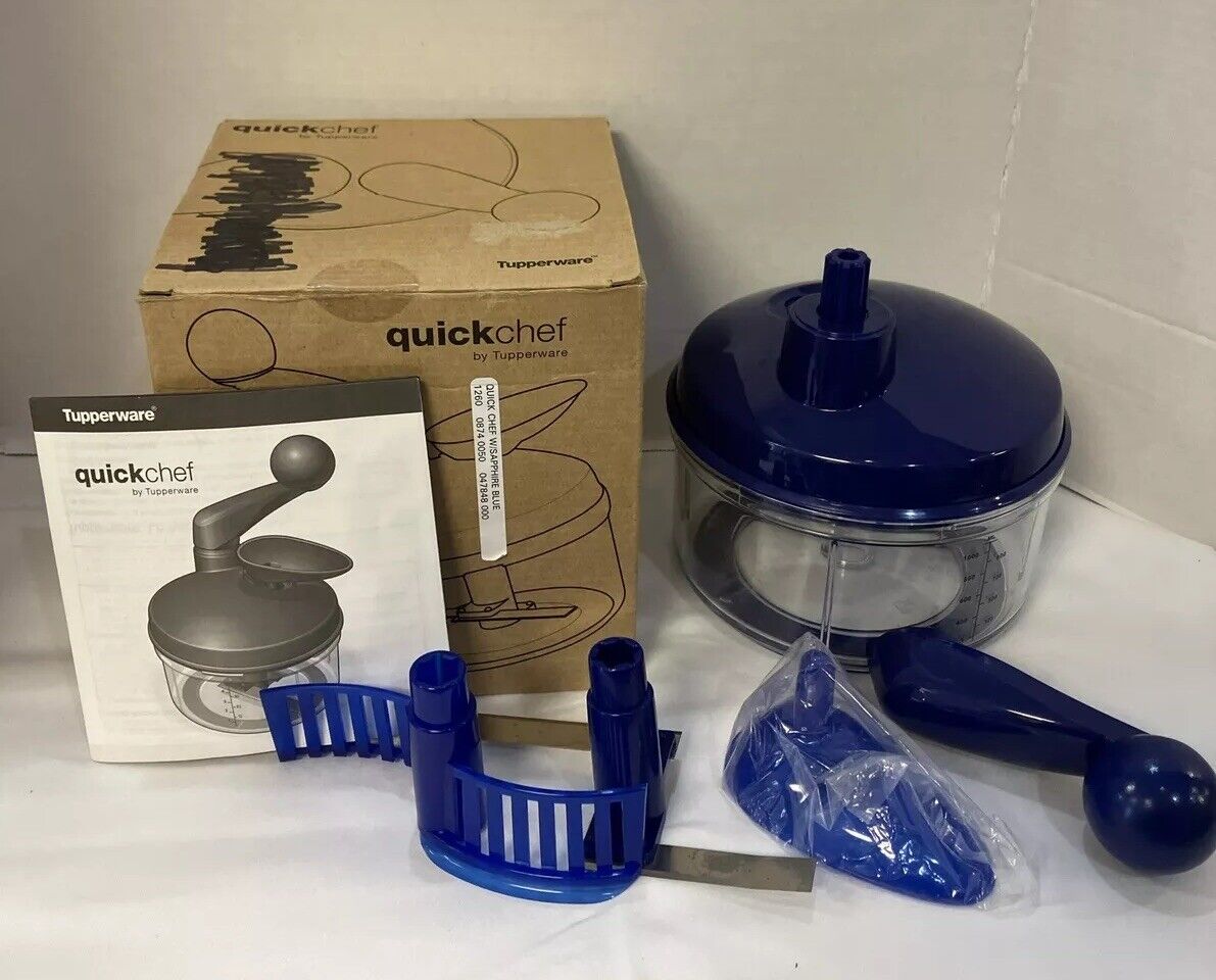 Tupperware Blue Quick Chef Chopper with Instructions & Recipes
