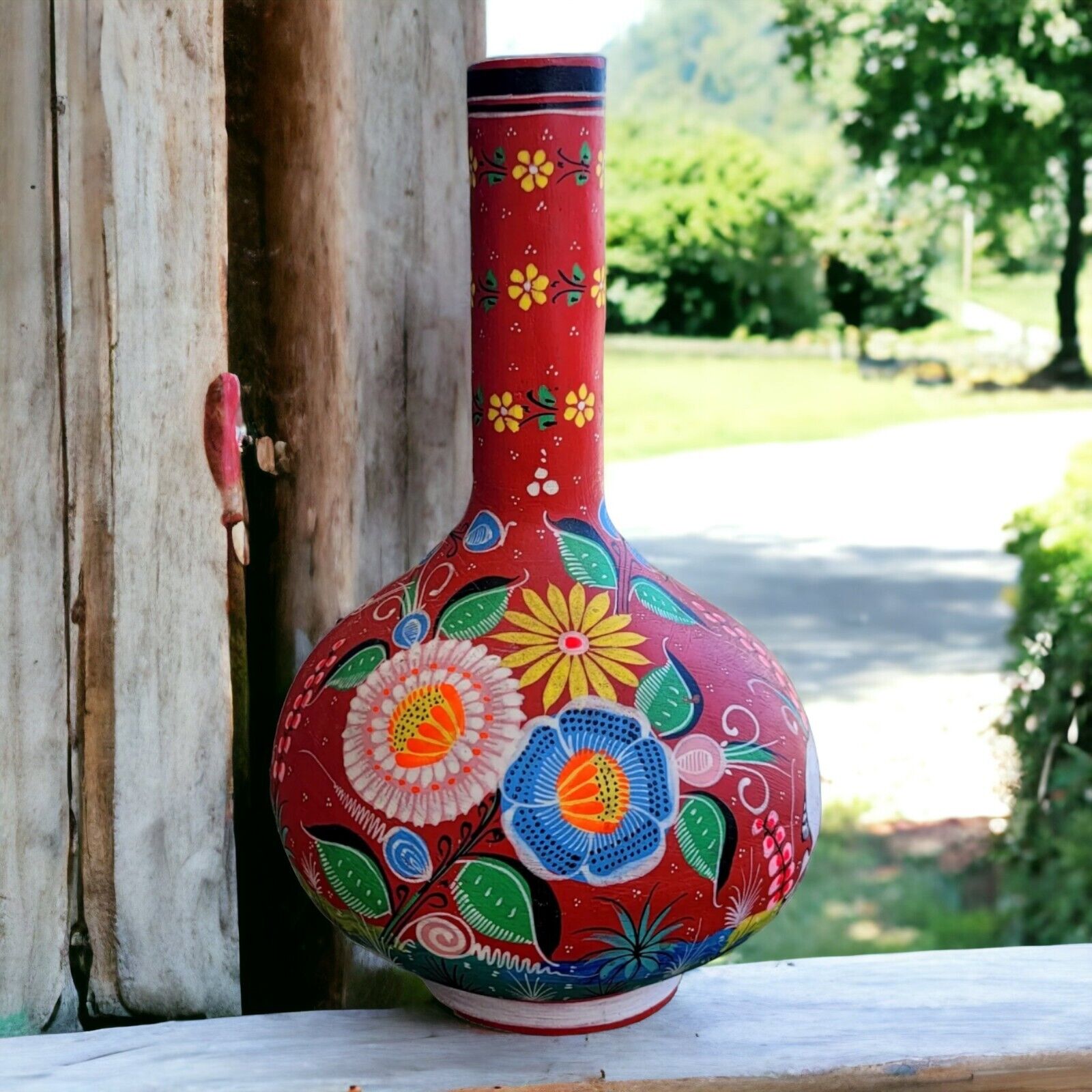 Mexican Folk Art Pottery Vase 12