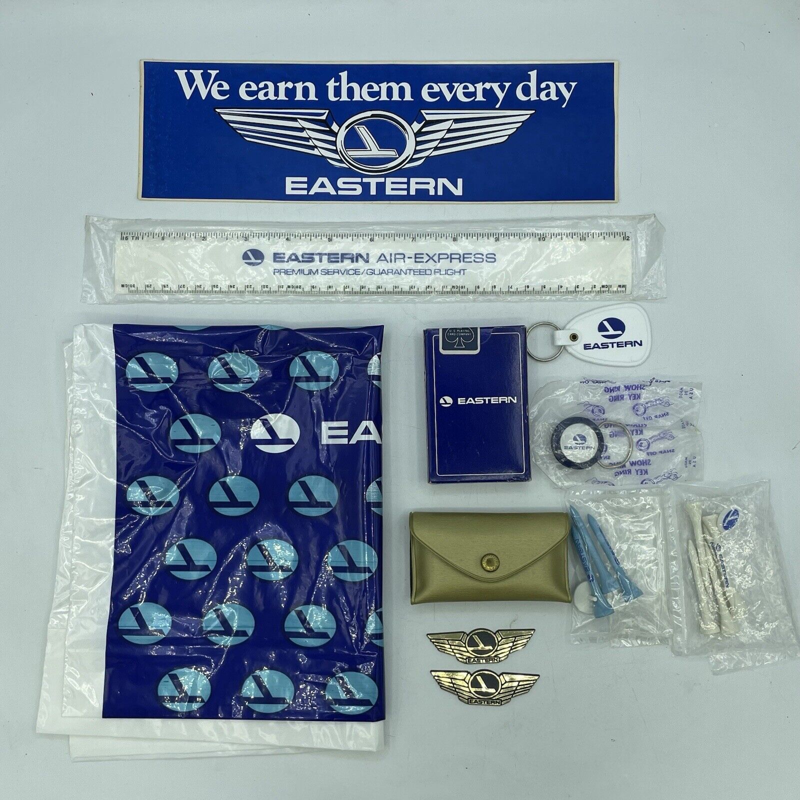Eastern Airlines Vintage Mixed Lot 11 Memorabilia Cards Sewing Kit Keychains Bag