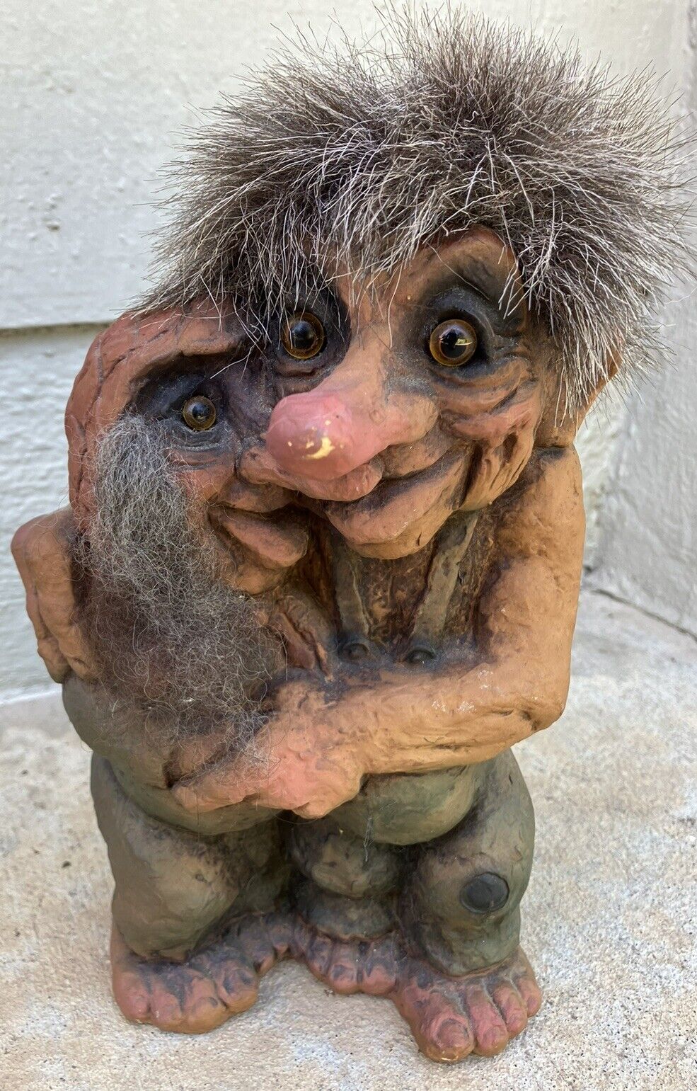 VTG NyForm Collectible Norwegian Troll Folklore Figures Hugging Pair 10”