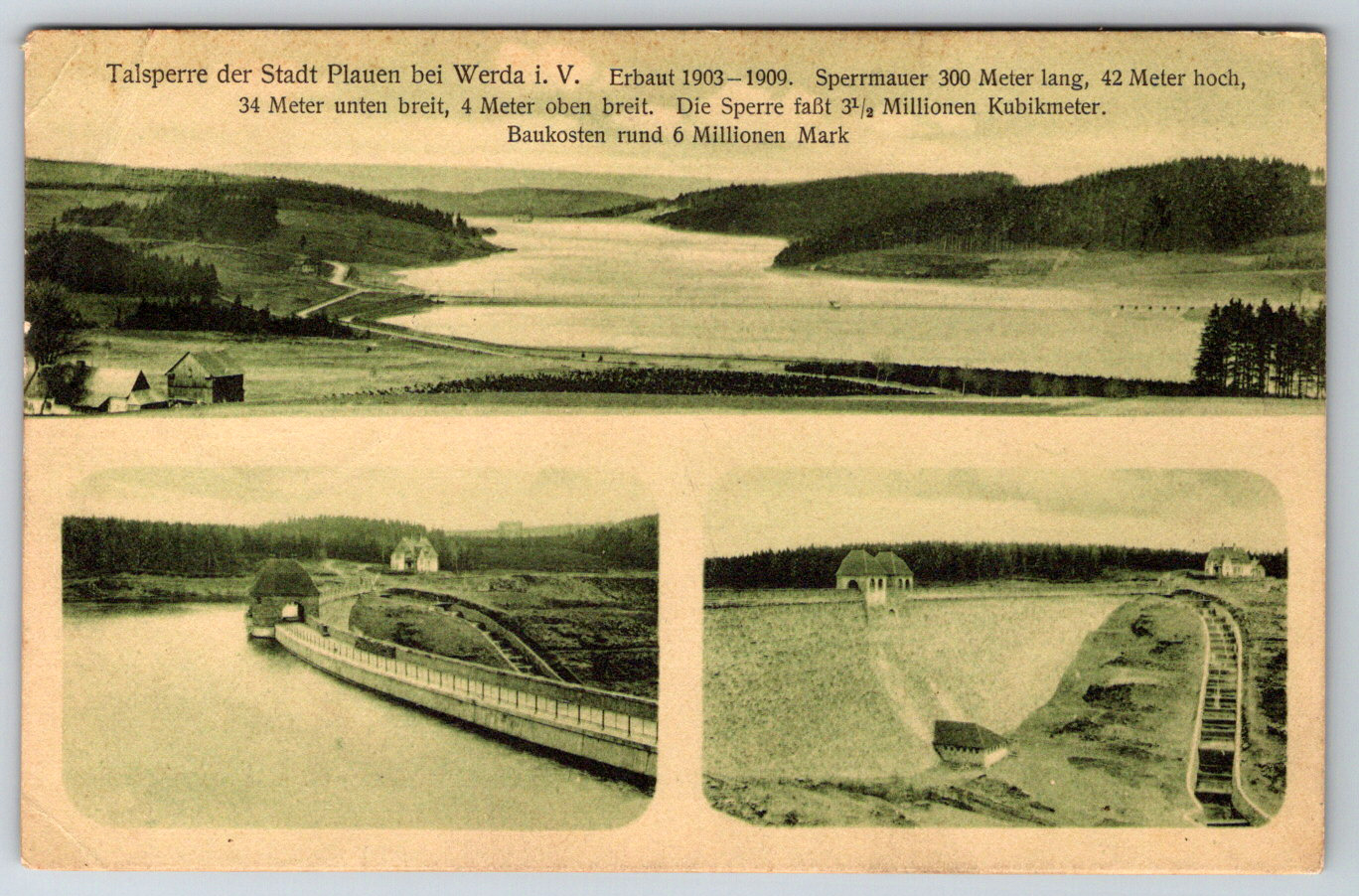 c1910s Dam of Plauen Near Werda Germany Antique Postcard