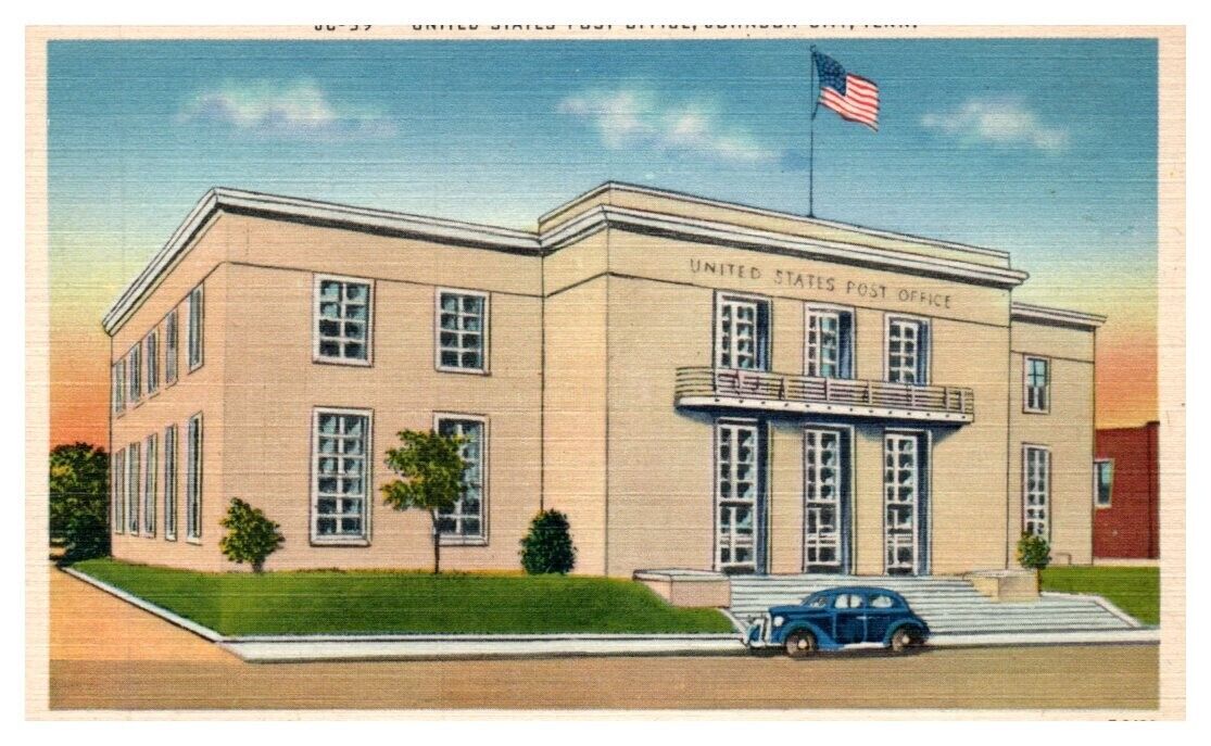 POST OFFICE Johnson City, Tennessee TN linen - Postcard