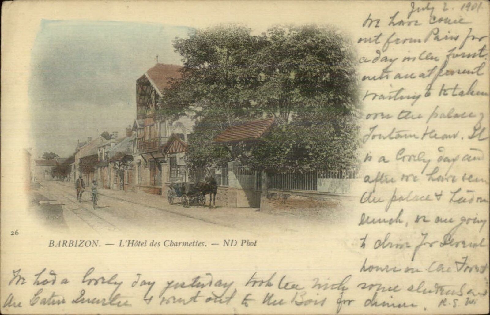 Barbizon -  L\'Hotel des Charmettes 1901 Used Postcard