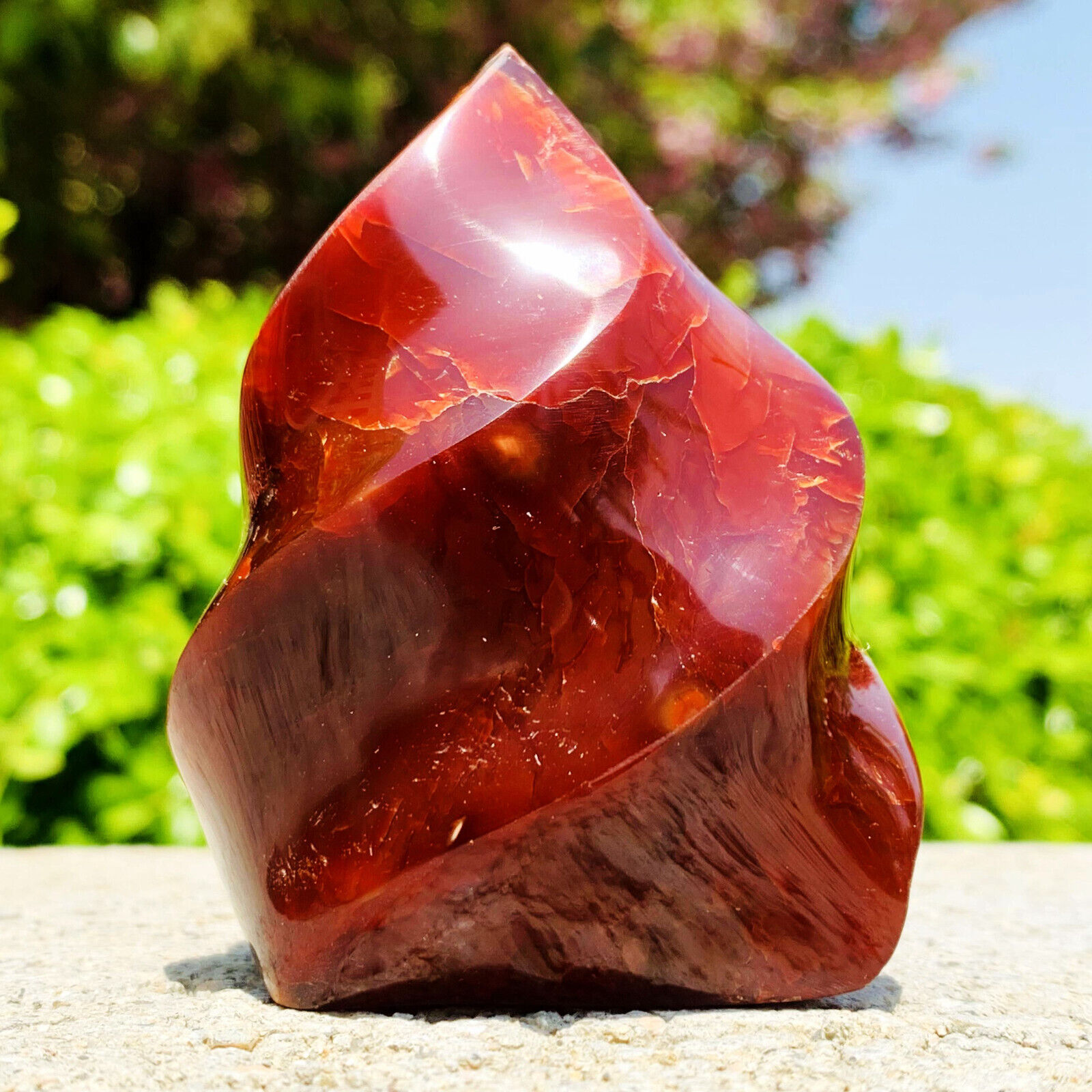 214g Natural red agate torch polished quartz crystal specimen healing
