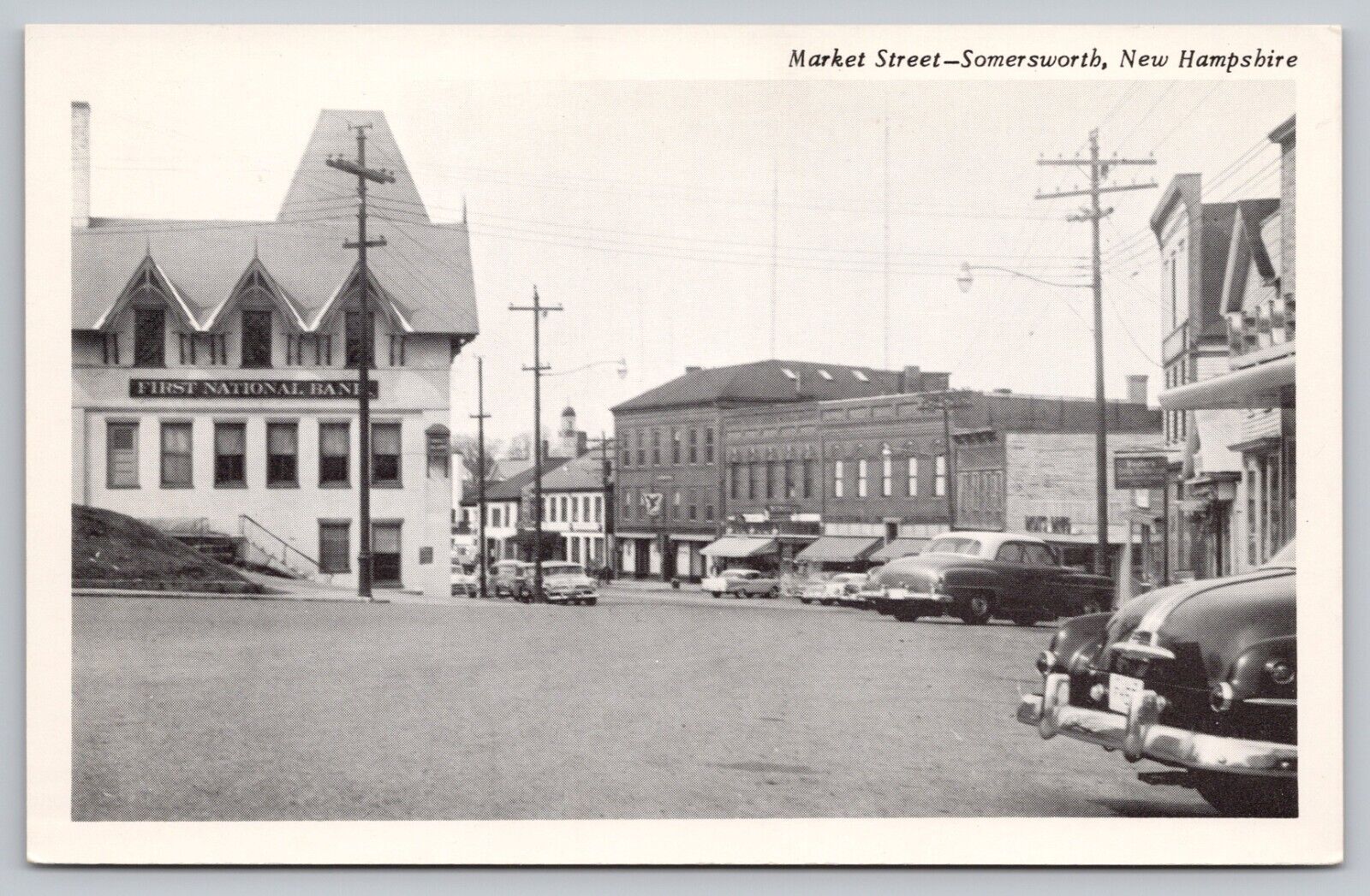 Postcard - Somersworth, New Hampshire - Market Street ca. 1950s, Unposted (Q20)
