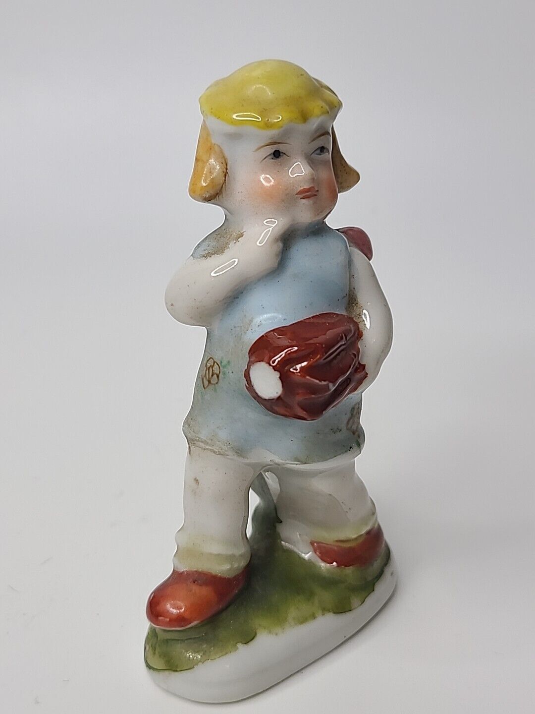 Antique Porcelain Walking Girl With Umbrella-Made in Occupied Japan
