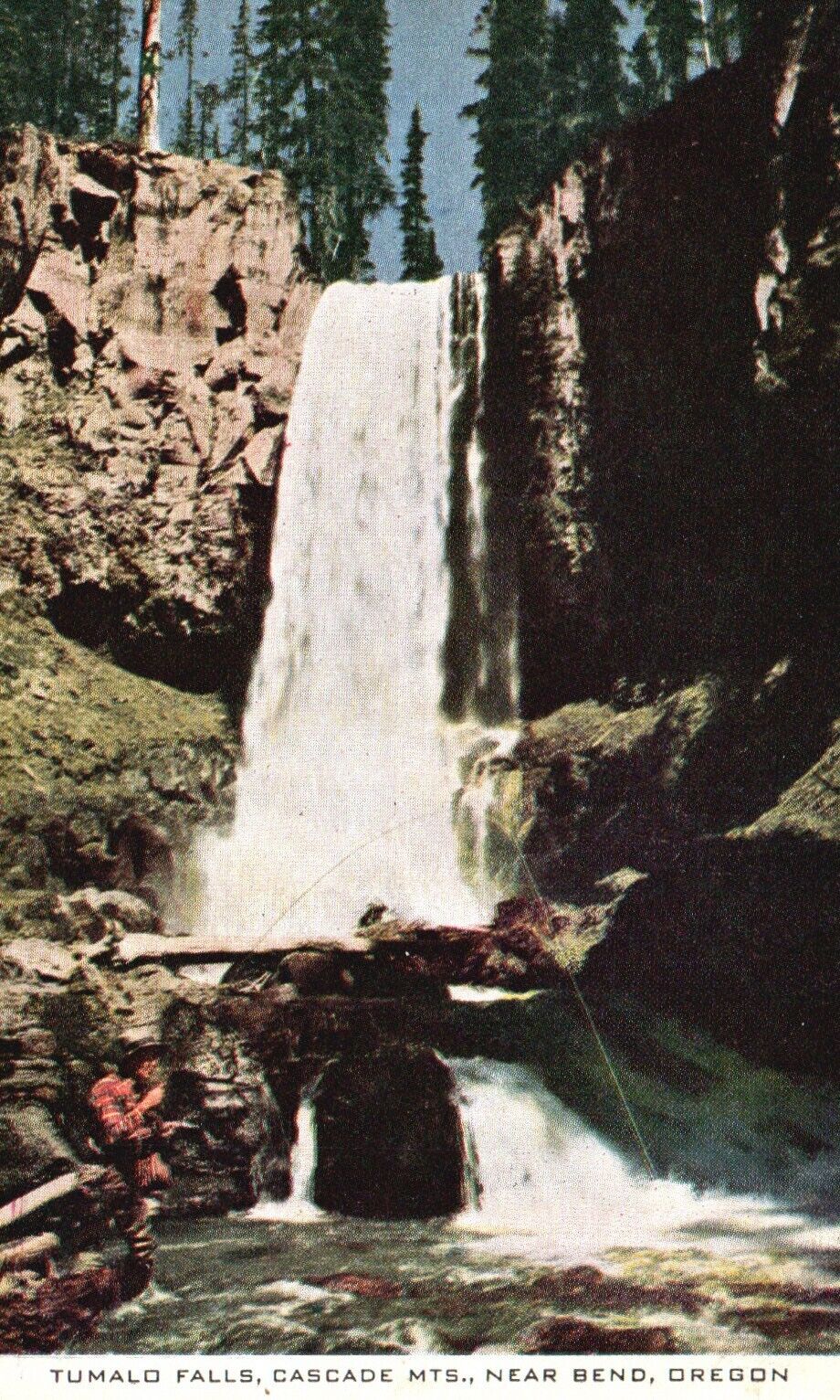 Postcard OR near Bend Oregon Tumalo Falls Cascade Mts Chrome Vintage PC f8071