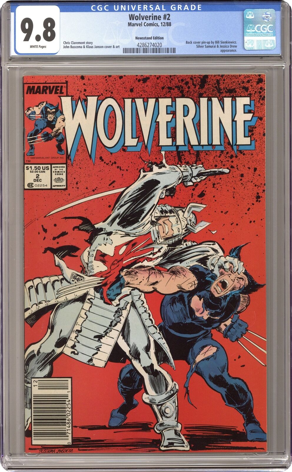 Wolverine #2 CGC 9.8 Newsstand 1988 4286274020
