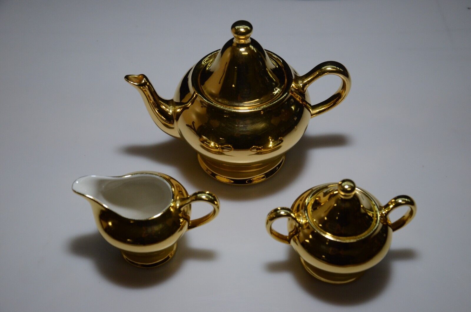 Kingwood China 3pc Tea Set Vintage Shiny Gold