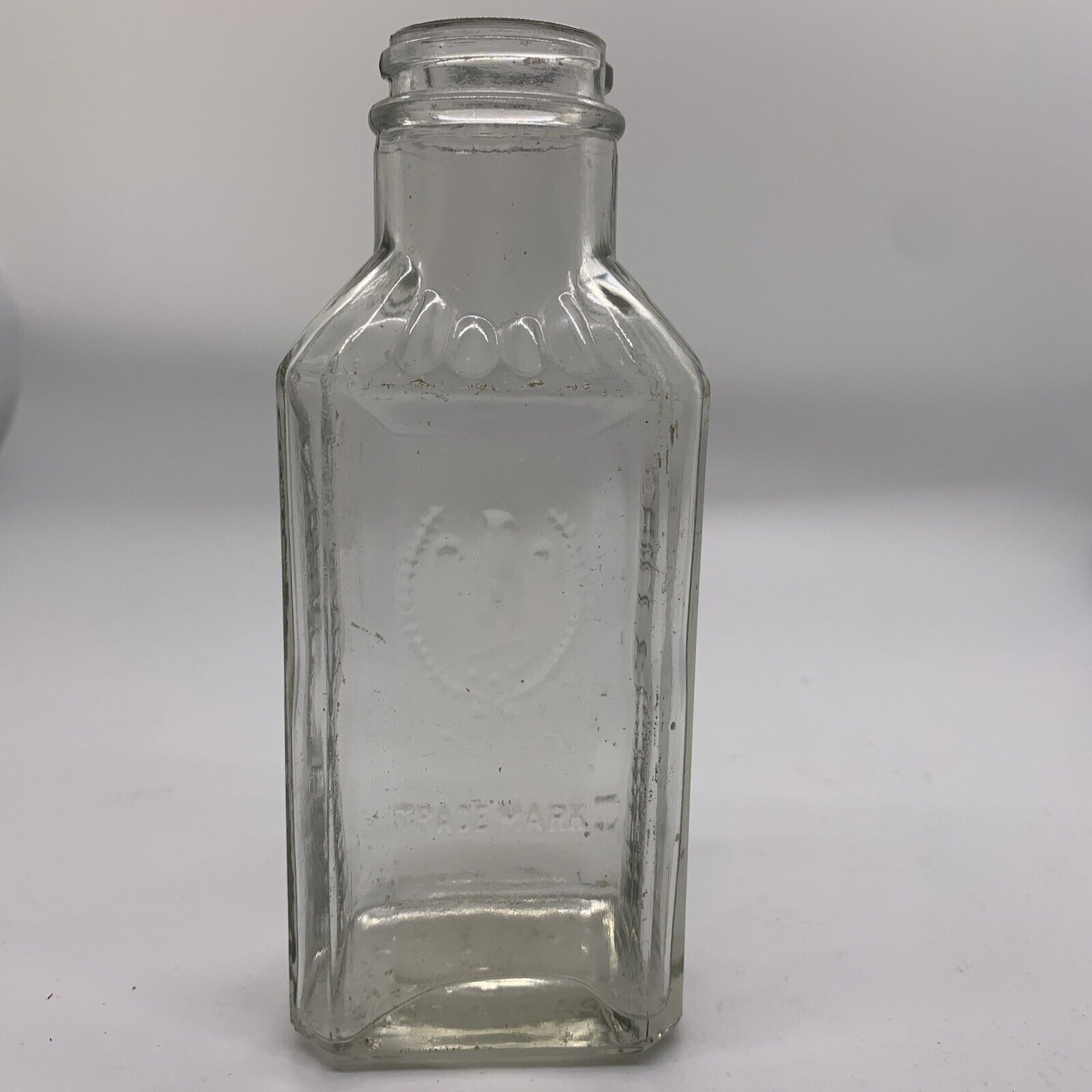 Vintage Gebhardt Eagle Chili Powder Embossed Clear Glass Bottle Empty