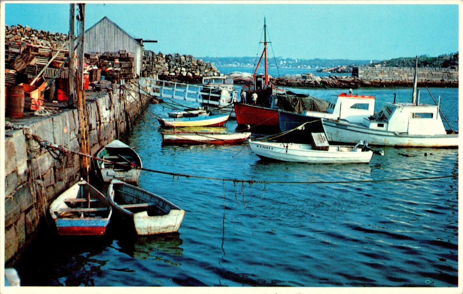 Pigeon Cove Harbor, Rock Port, Cape Ann, Massachusetts MA chrome Postcard