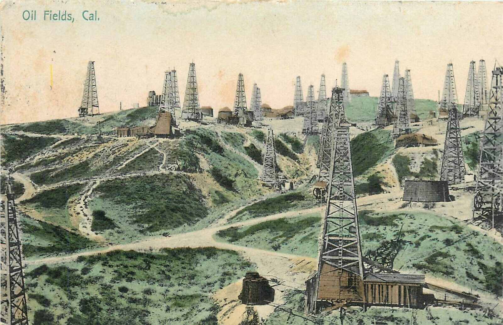 Postcard 1908 California Oil Fields occupation roadside CA-897