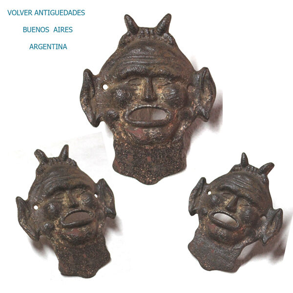 1 Rare old Devil Satan plaque mask iron fountain head 25 cm x 20 cm