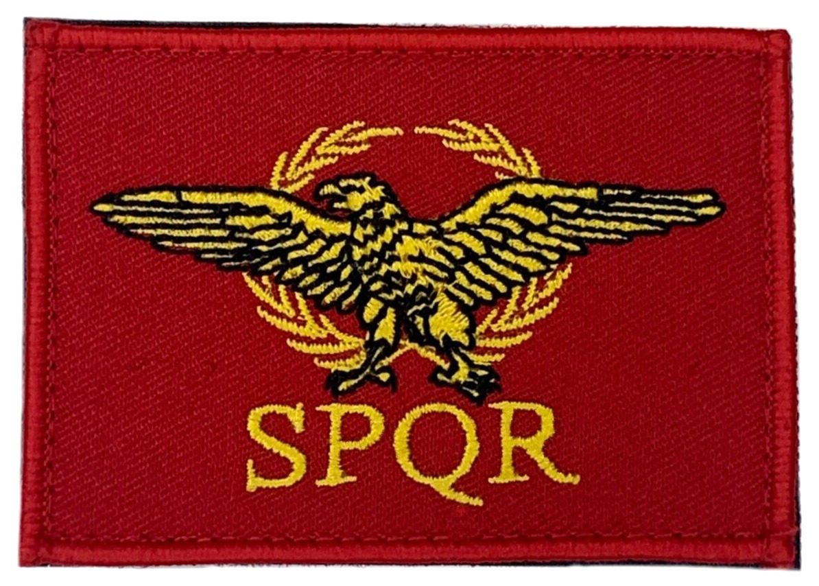 SPQR Ancient Roman Empire Lost Legion Patch Hook + Loop Badge Golden Eagle Flag
