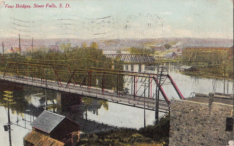 Postcard Four Bridges Sioux Falls SD South Dakota