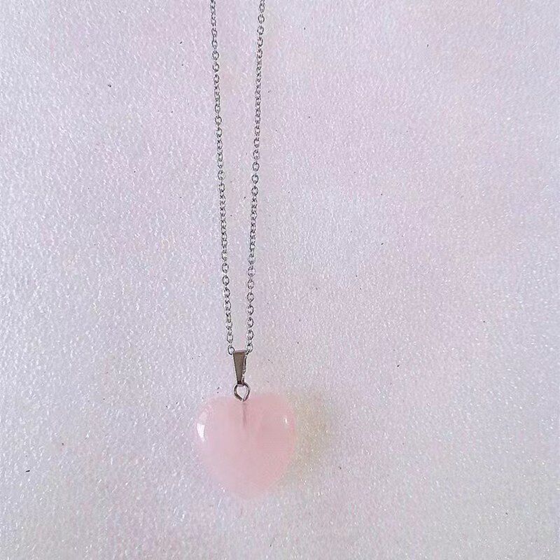 AAA+ Quartz Heart Pendant Necklace Gemstone Natural Stone Crystal Chakra Healing