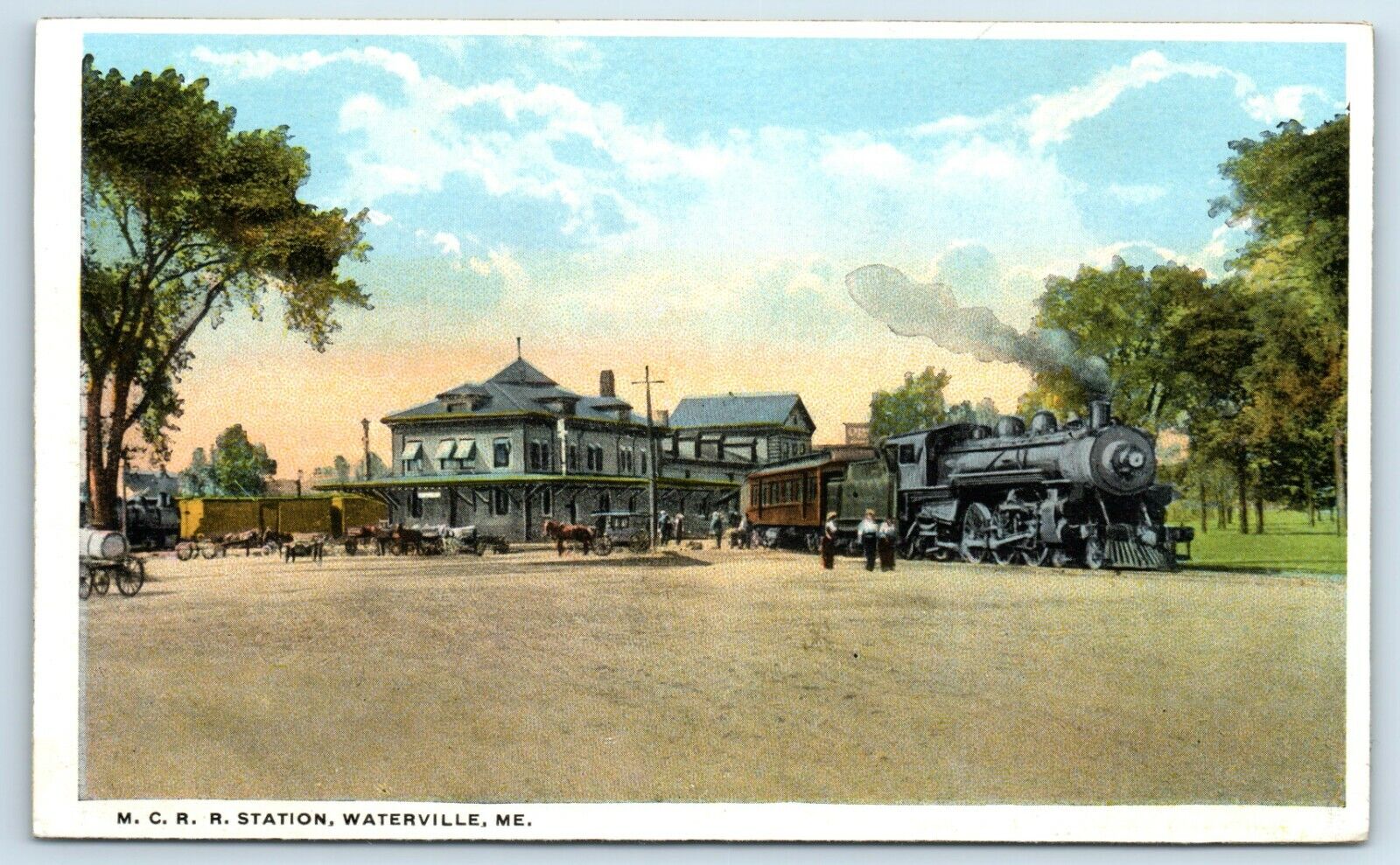 Postcard M.C. RR Station, Waterville ME Maine WB A133
