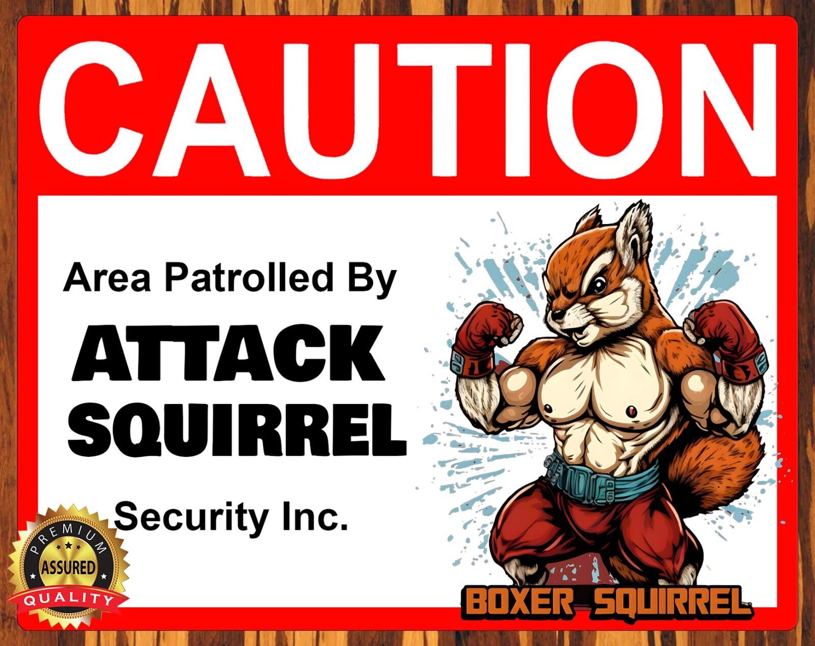 Area Patrolled By Attack Squirrel - Caution - Humor - Metal Sign 11 x 14