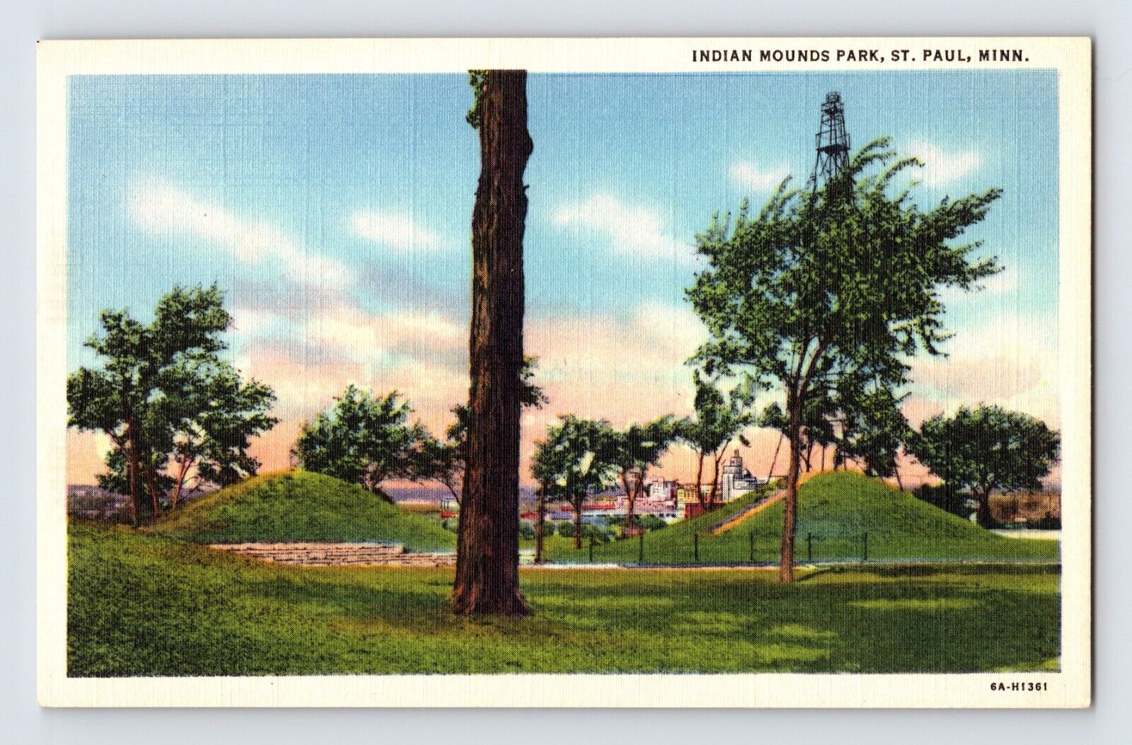 Postcard Minnesota St Paul MN Indian Mounds Park 1940s Unposted Linen