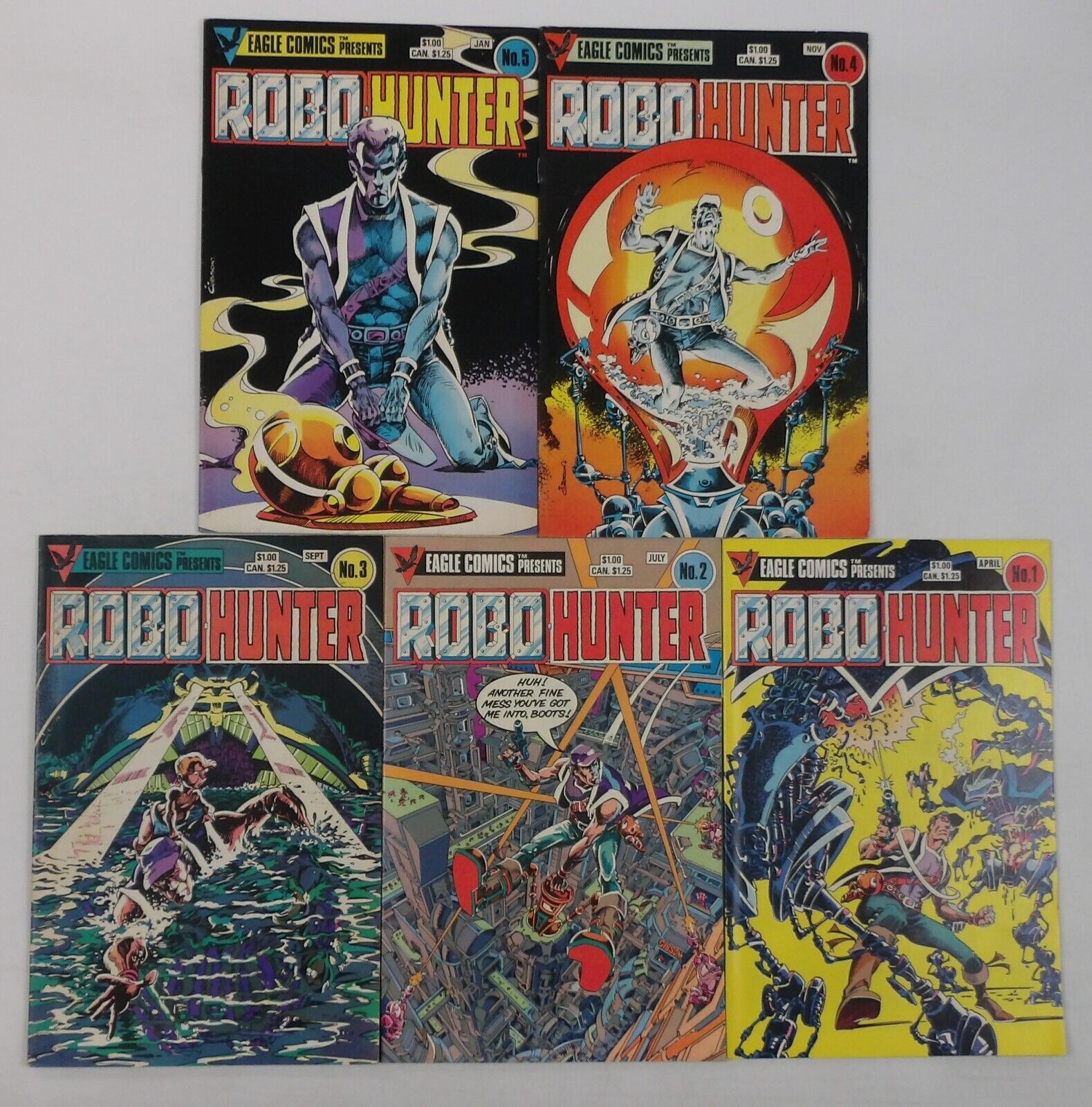 Robo-Hunter #1-5 FN VF complete series John Wagner Ian Gibson Eagle Comics 1984