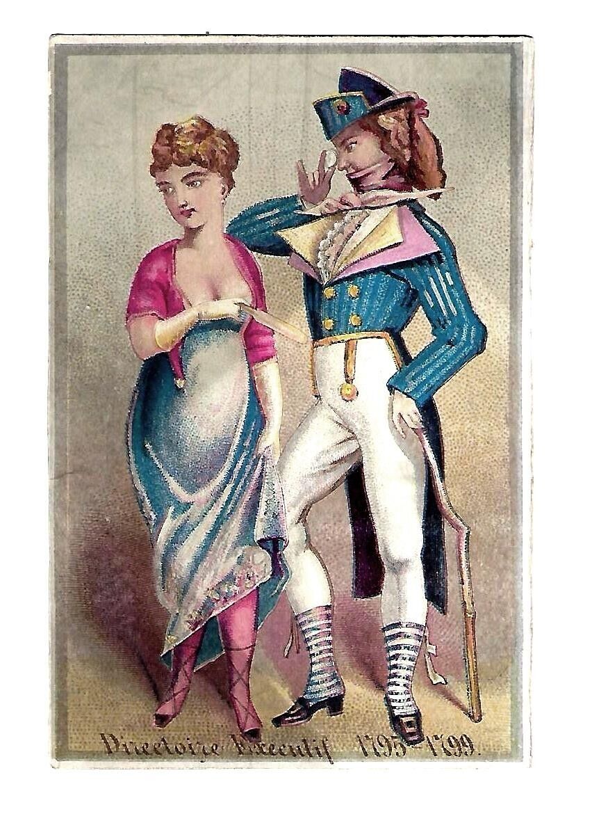 c1890's Victorian Trade Card Men's Garments, Dandy Gentleman Standing With Lady