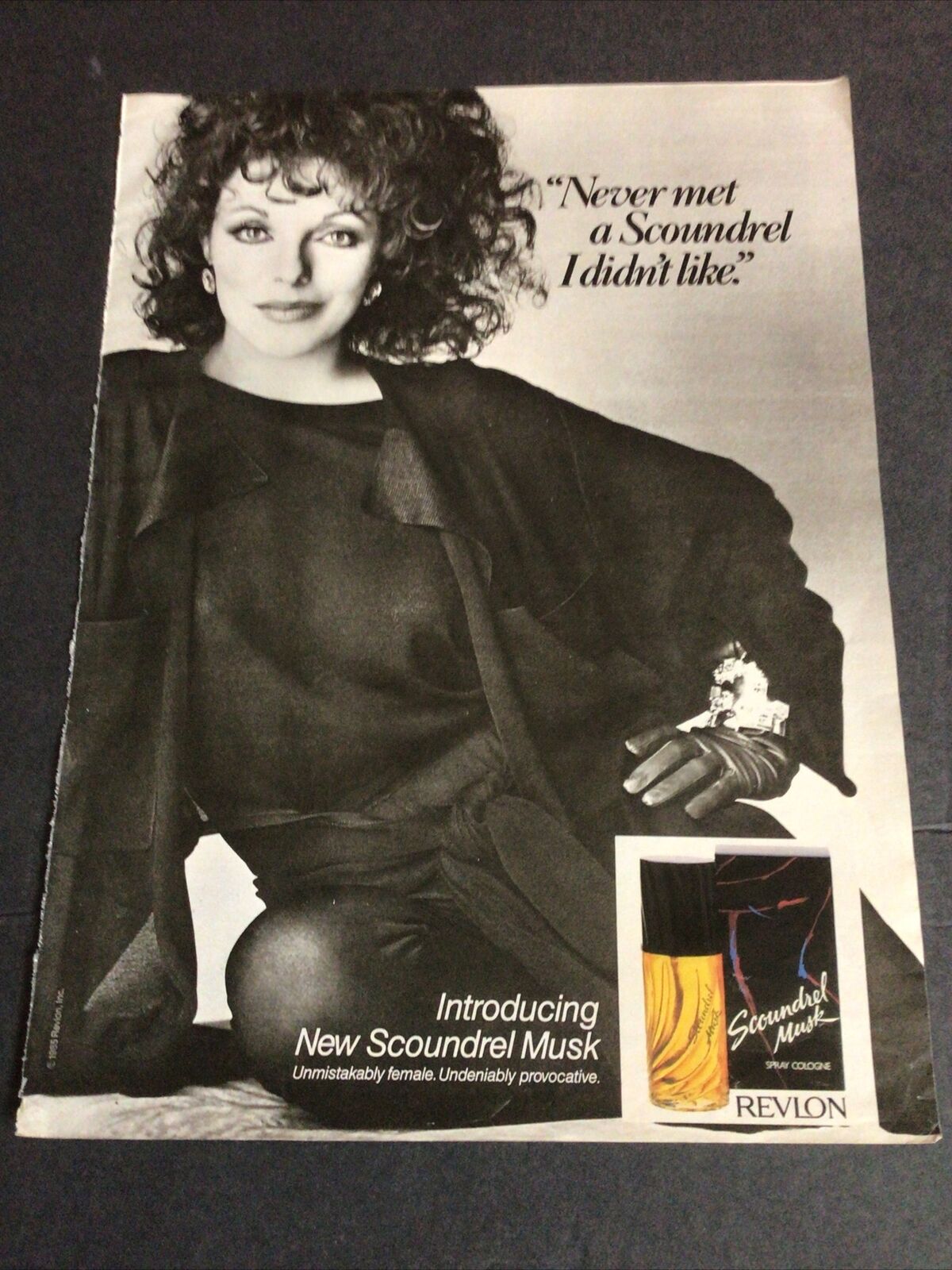 Joan Collins Scoundrel Musk Ad Clipping Original Vintage 1986 Magazine Ad