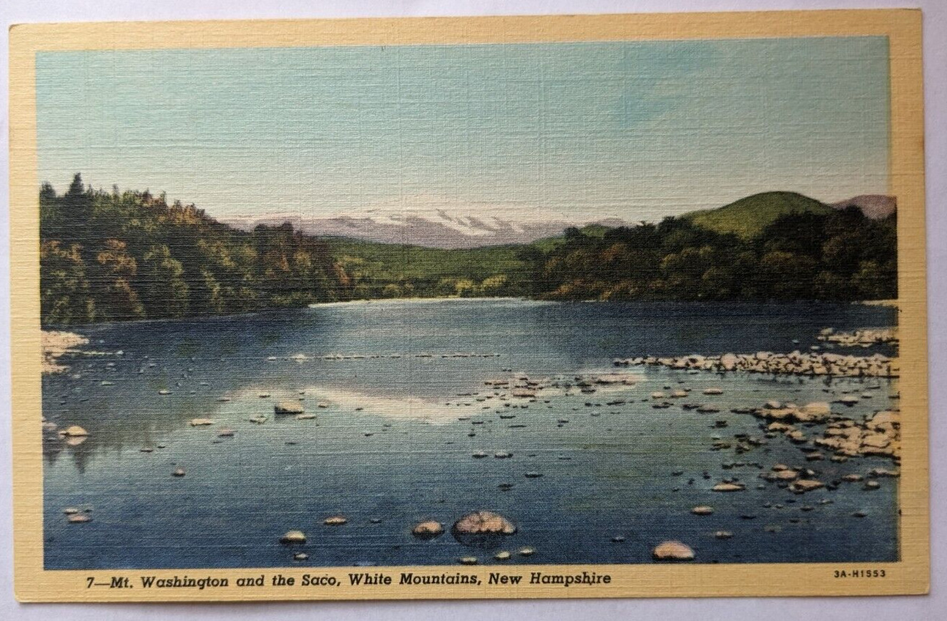 Mt. Washington and Saco Valley White Mountains New Hampshire Linen Postcard C8
