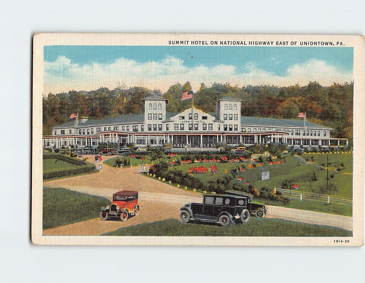 Postcard Summit Hotel on National Highway East of Uniontown Pennsylvania USA