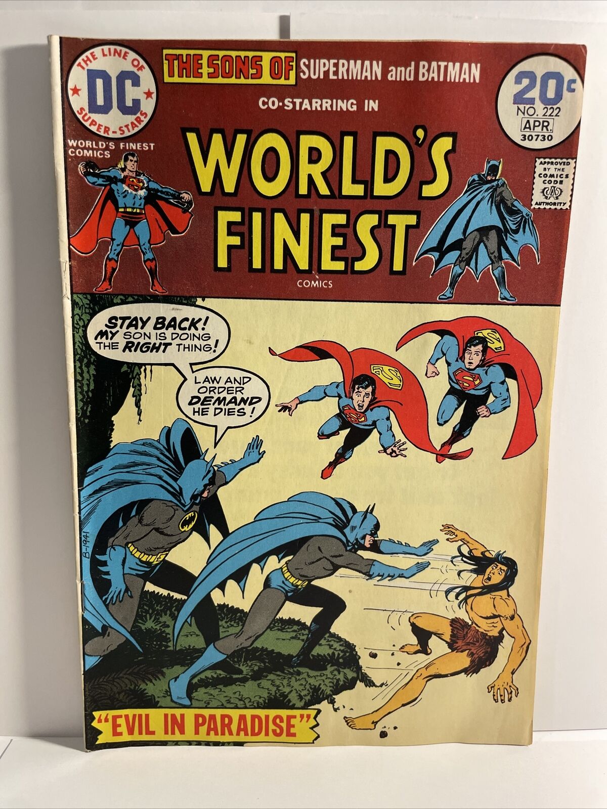 WORLD\'S FINEST #222 DC 3rd APPEARANCE App SUPER SONS BATMAN SUPERMAN, 1974, FN+