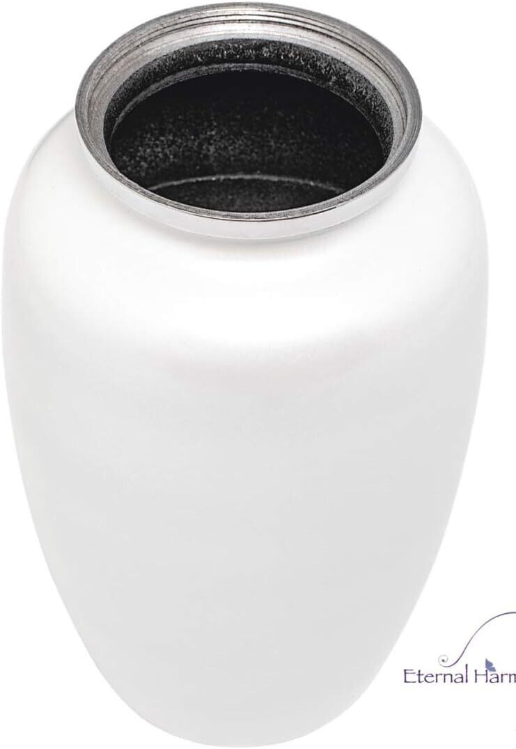 White Cremation Urns 10 Inch for Human Ashes Peaceful Decorative Funeral Loving