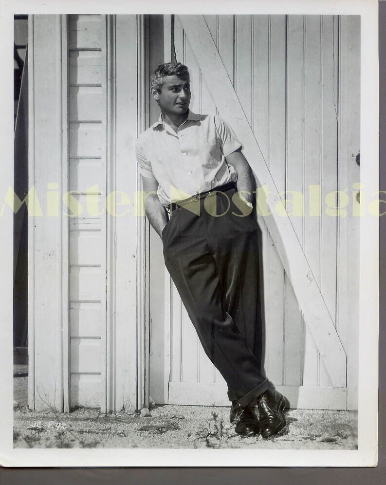 Handsome Jeff Chandler original 1955 photo posed against door rare