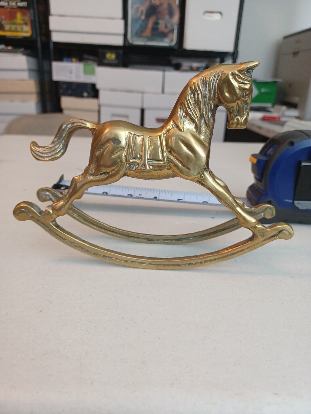 Vintage Solid Brass Rocking Horse Figurine 6\