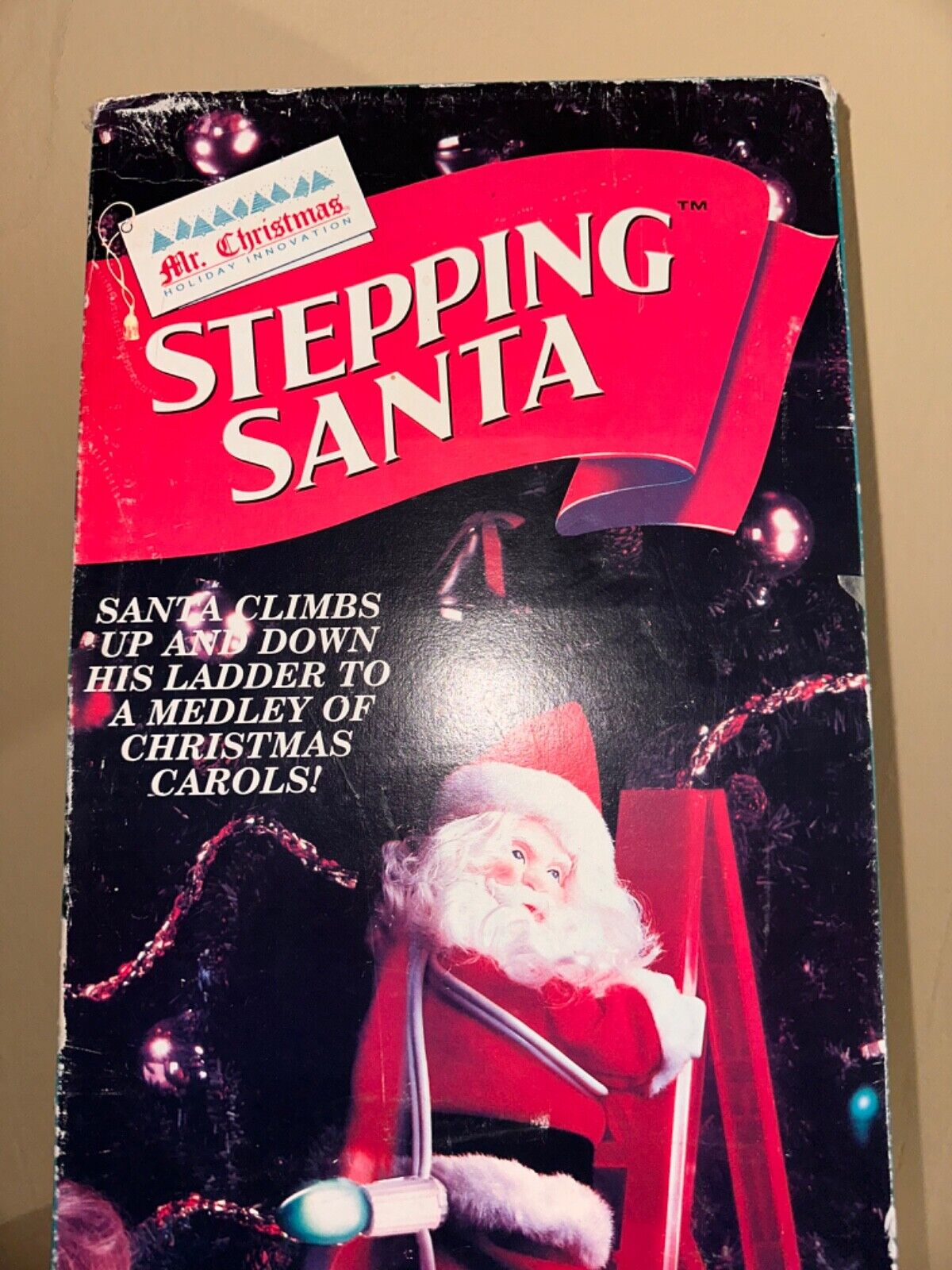 1994 VTG MR CHRISTMAS Stepping Santa Ladder Climbing AUTOMATED MUSICAL LIGHTS