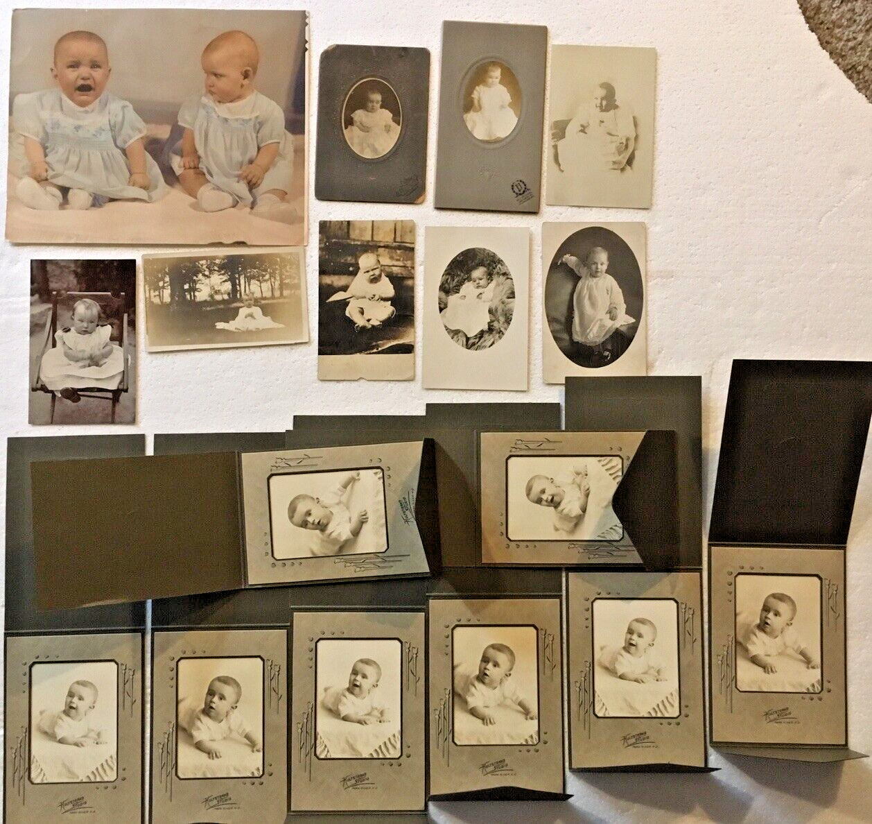 Antique Vintage Photo Lot B/W RPPCs Cabinet Cards Baby Children Early Mid 1900s