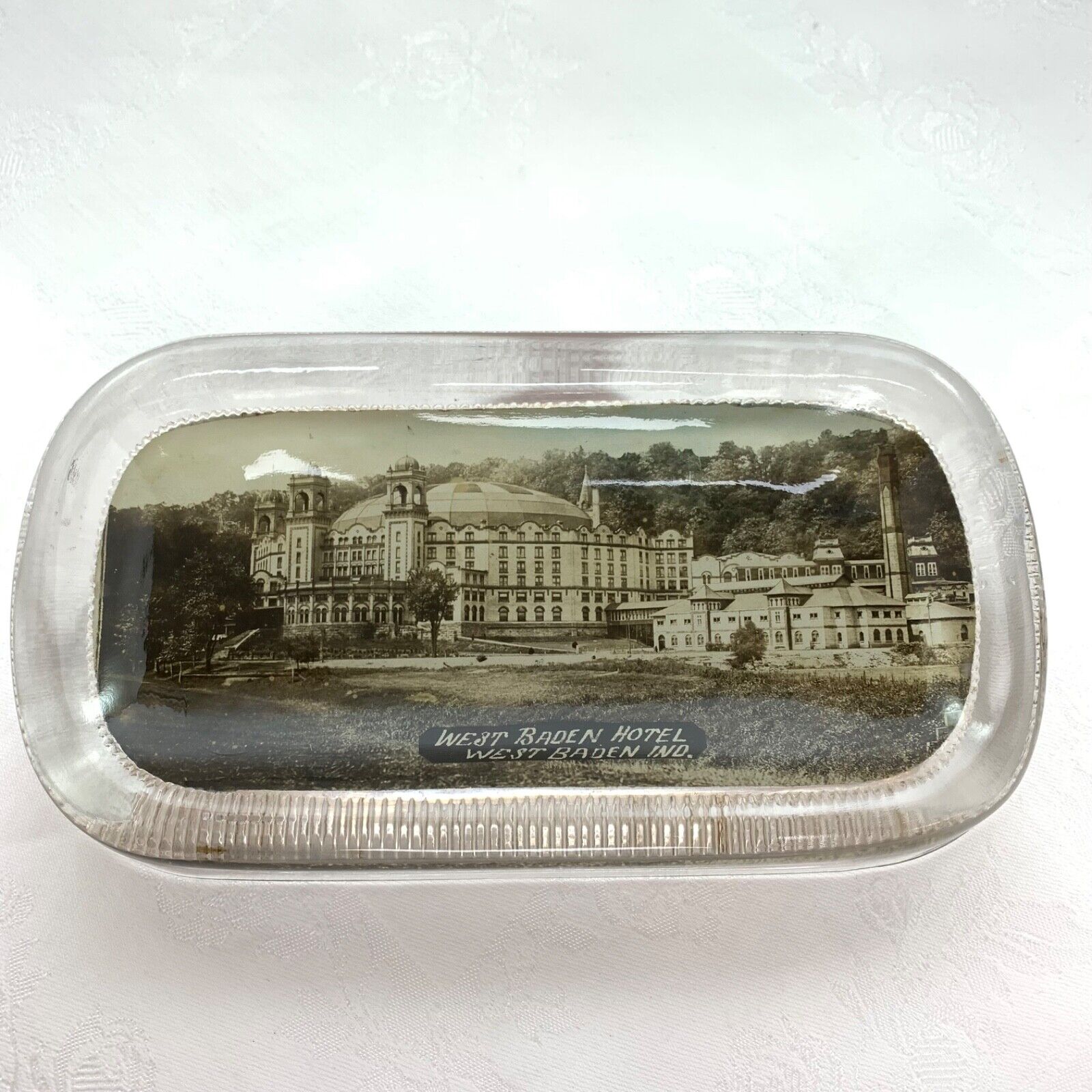 Vintage Glass Coin Change Tray Sepia Tone Photo Historic \