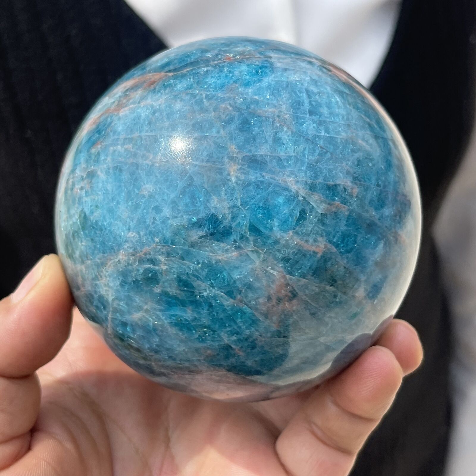 2.8LB Natural Blue Apatite Quartz Sphere Crystal Magic Ball Healing TQS9264