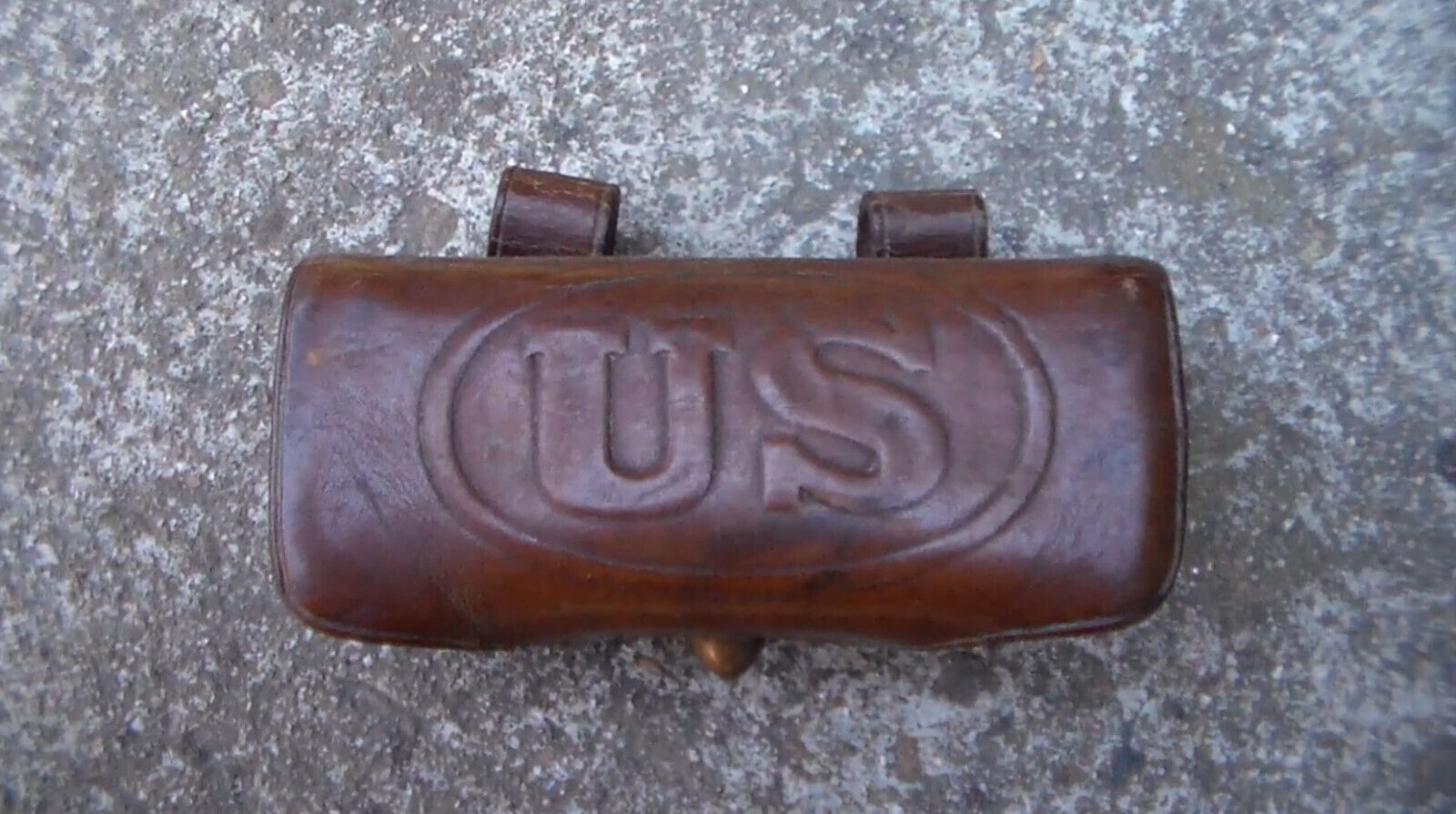 Antique US Military 1905 Rock Island Arsenal Leather Pistol Cartridge Pouch USED