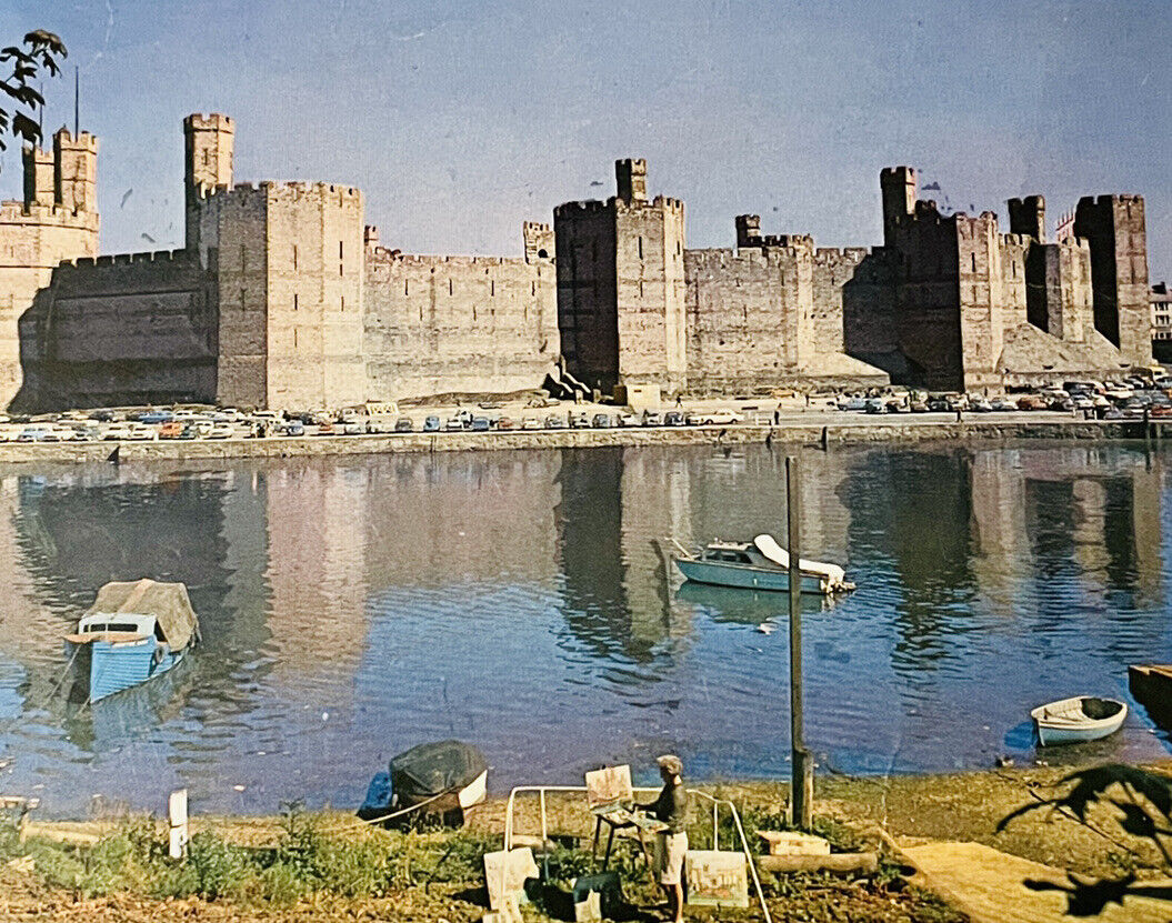 Caernarvan Castle Wales England Edward I Eagle Tower Vintage Postcard