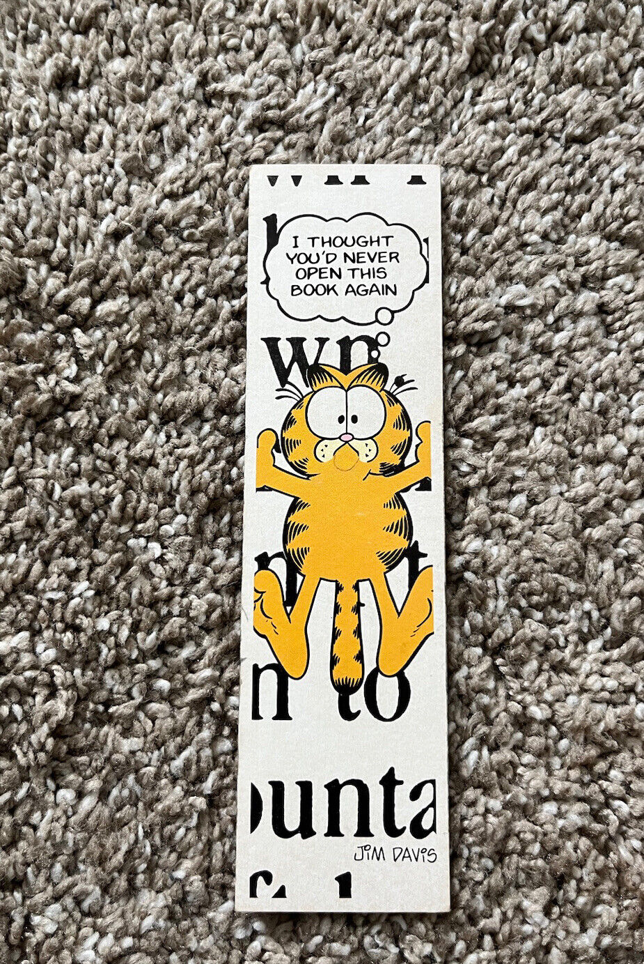 Vintage 1978 Garfield Flat Cat Bookmark Orange Open This Book Again Funny