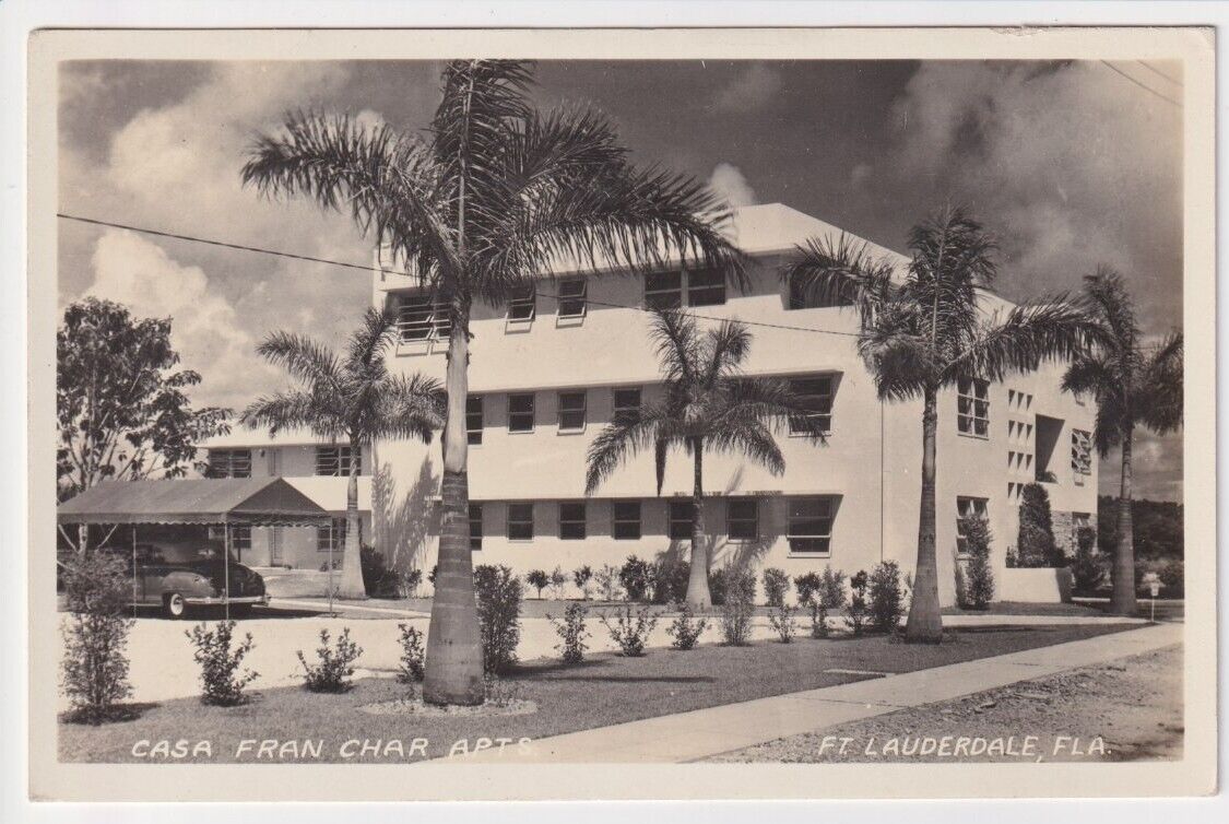 RPPC - Fort Lauderdale, Florida FL - Casa Fran Char Apts - Vintage Postcard