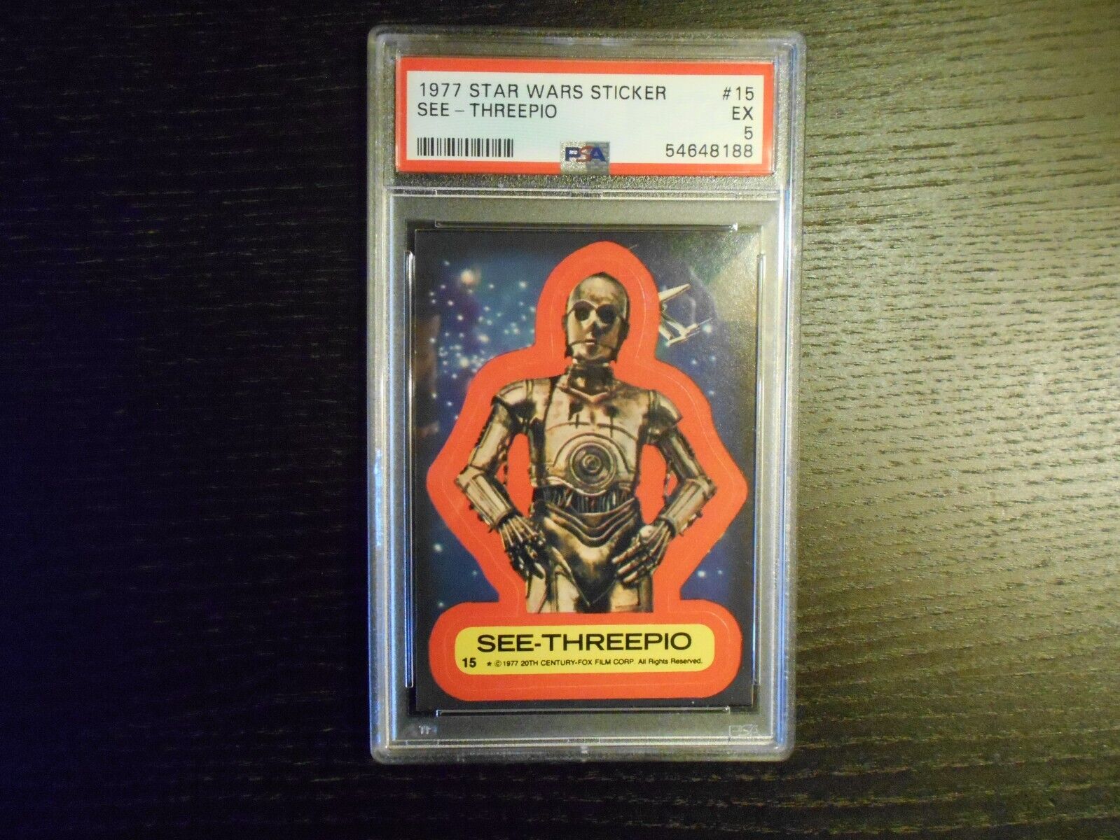 1977 Topps STAR WARS S2 (Red) Card #15 C-3PO See-Threepio Sticker (PSA 5 EX) 💎