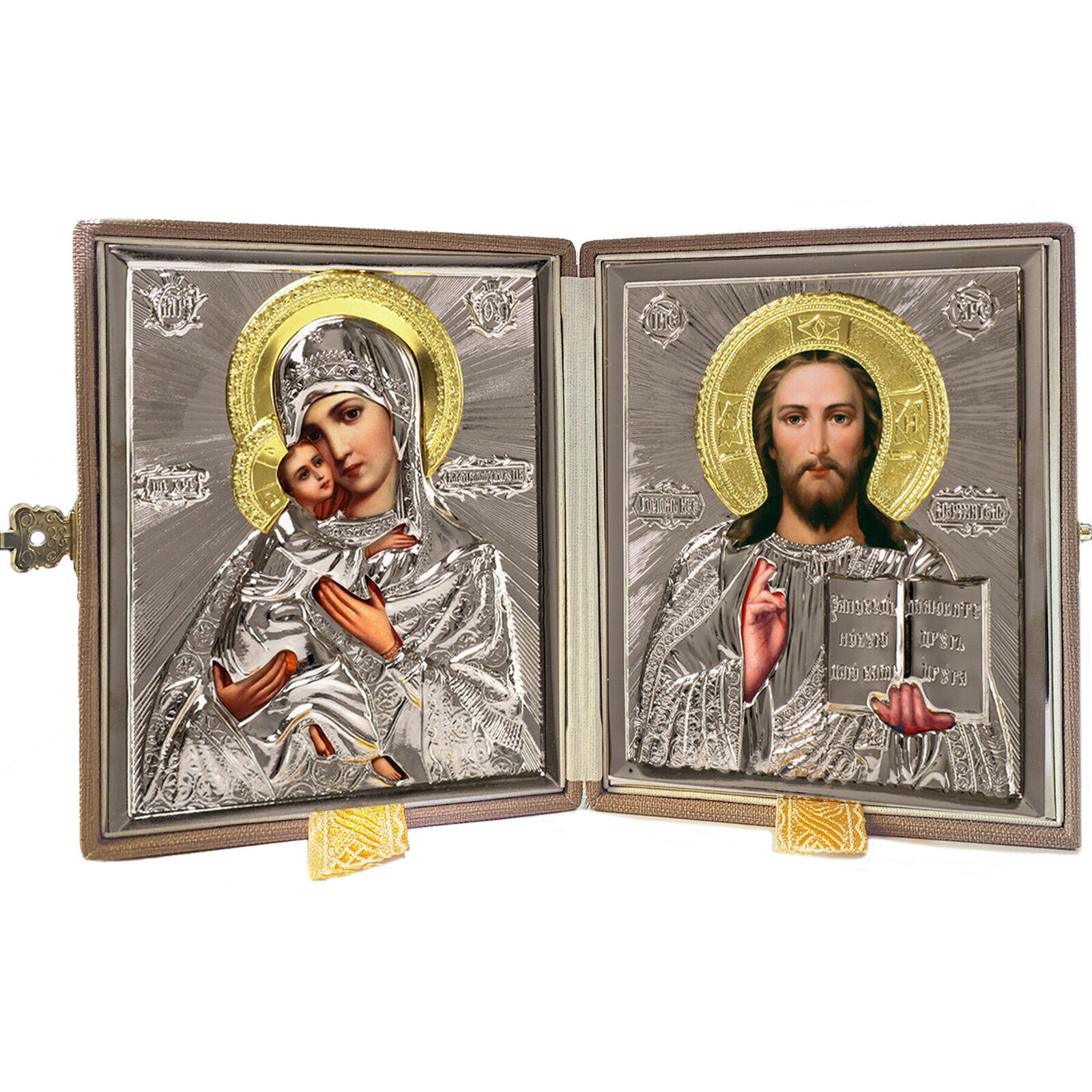 Virgin of Vladimir and Christ The Teacher - HIGH QUALITY - Russian Icon Diptych