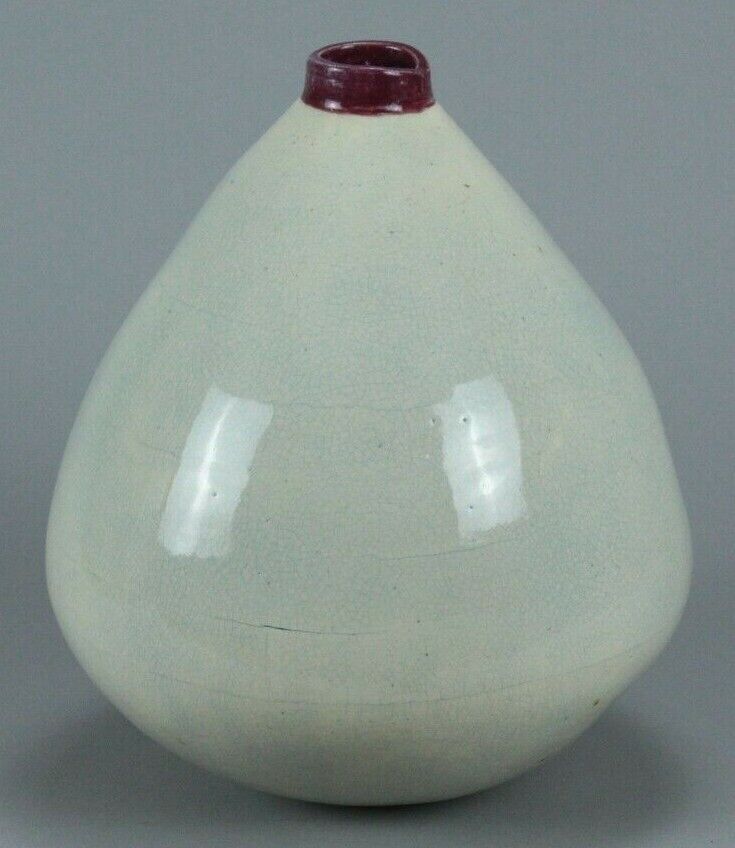 = Mid-Century Modern Studio Pottery Vase, Futuristic Bulbous Shape, Signed