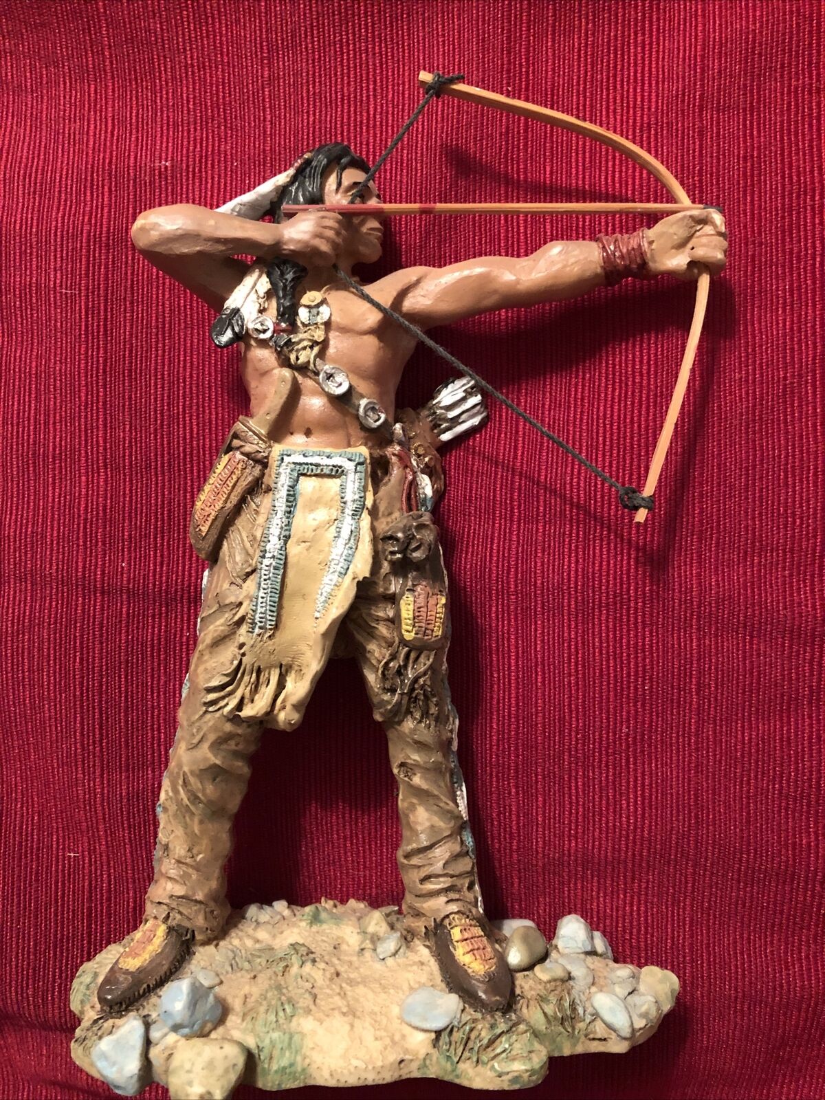 Tall resin/ Wood Native American Sculpture With Drawn Bow - 8.5” Tall